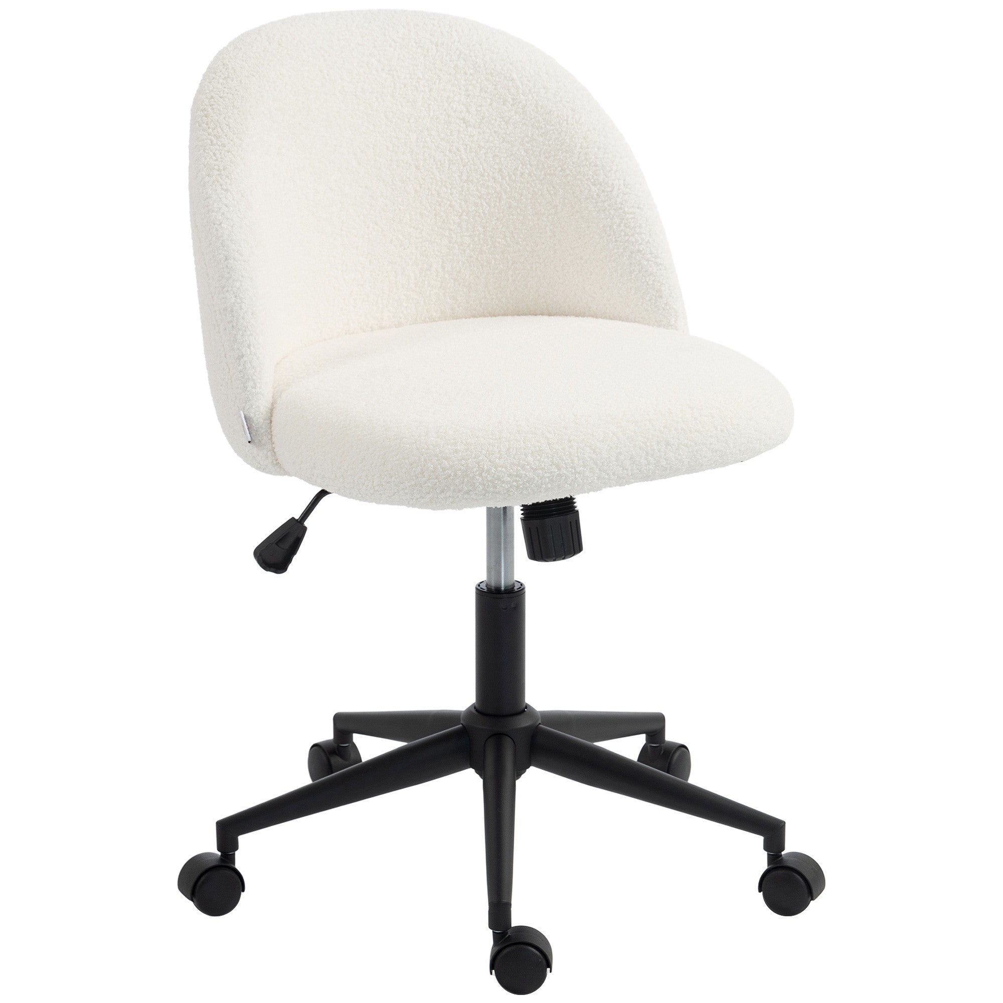 Snurrstol för kontor, Teddy Fleece, Höjdjusterbar, Krämfärgad