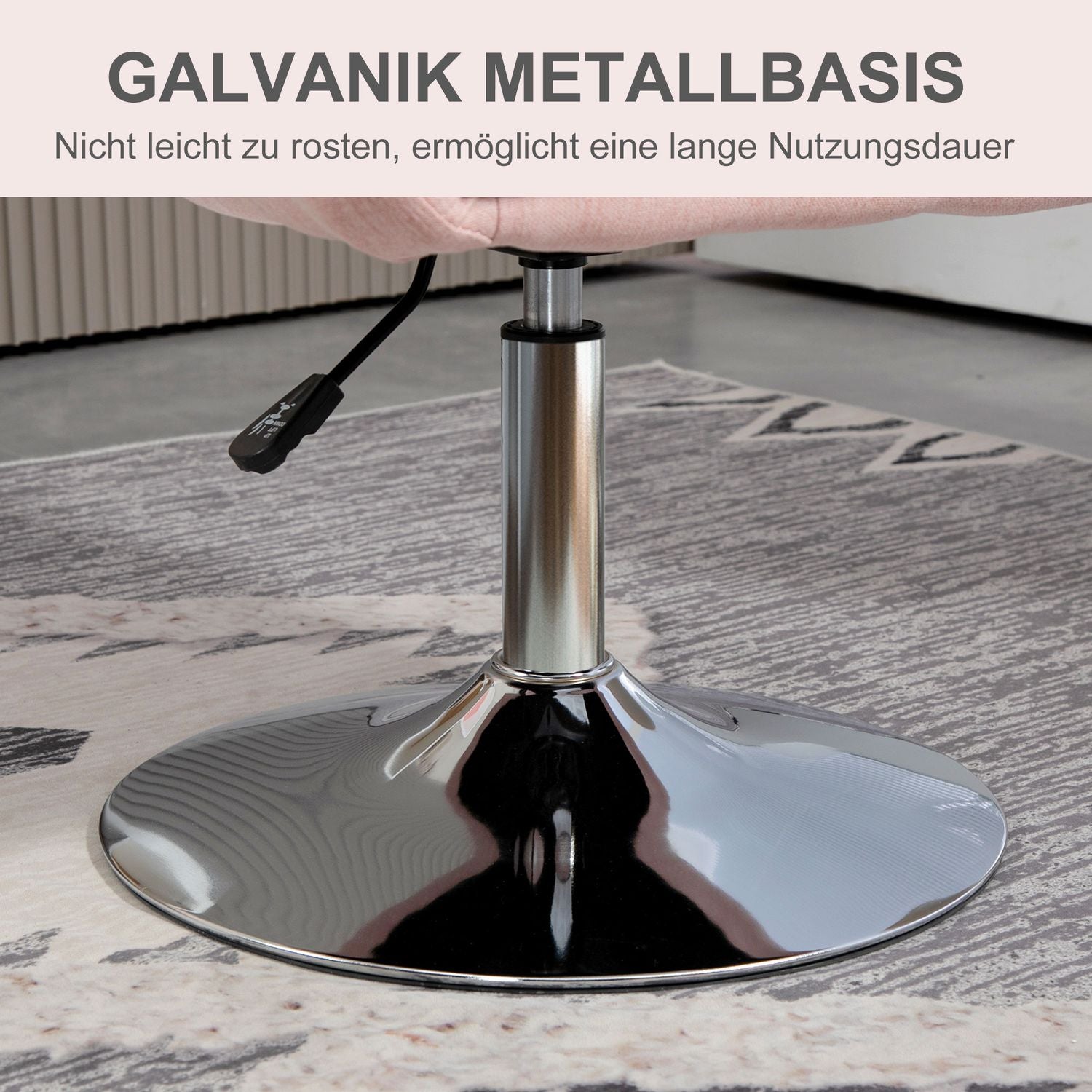 Snurrstol, höj- och sänkbar kontorsstol, polyester, metall, 60 x 60 x 79-91 cm, mörkgrå