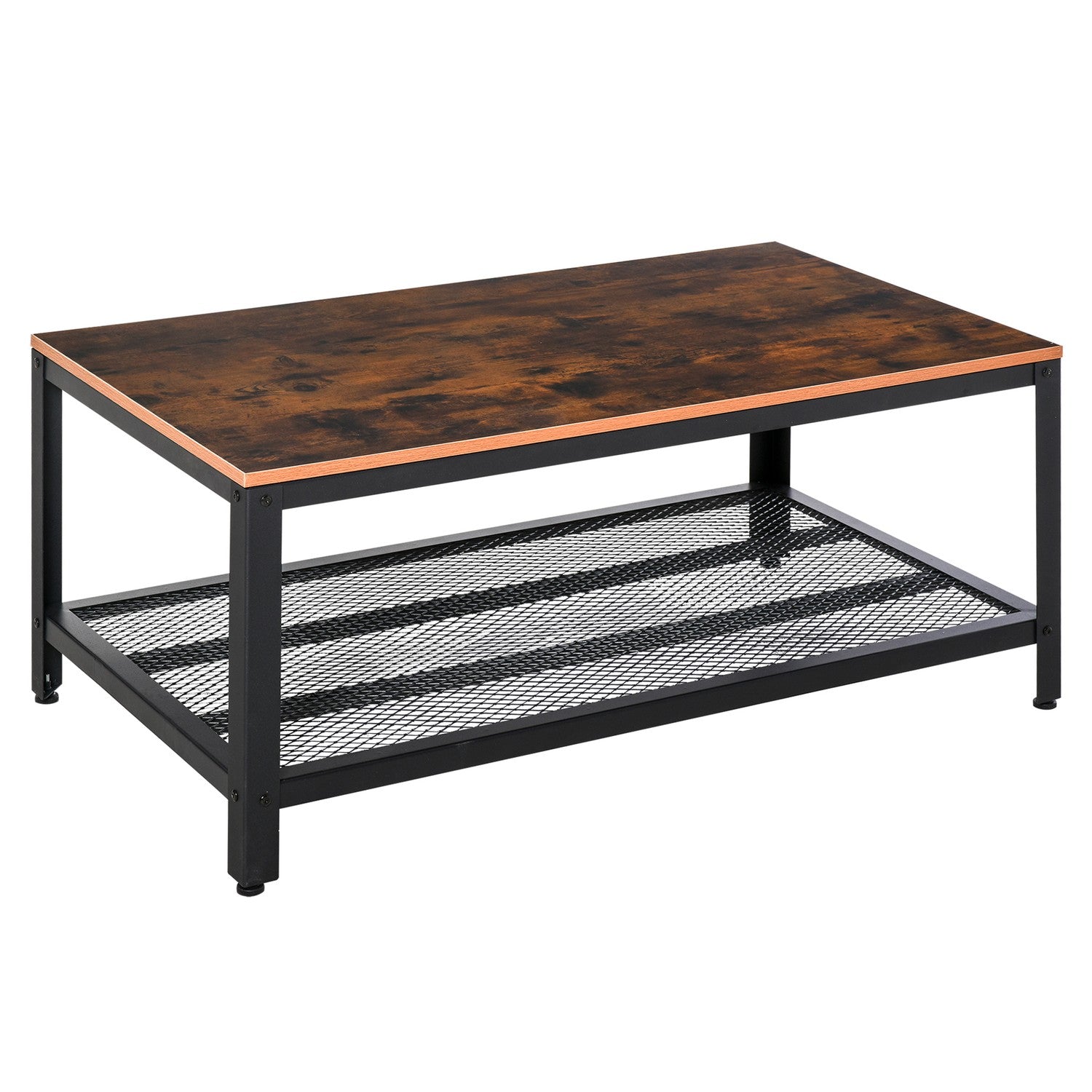 Soffbord svart valnöt metallram med förvaring – 106x60x45cm