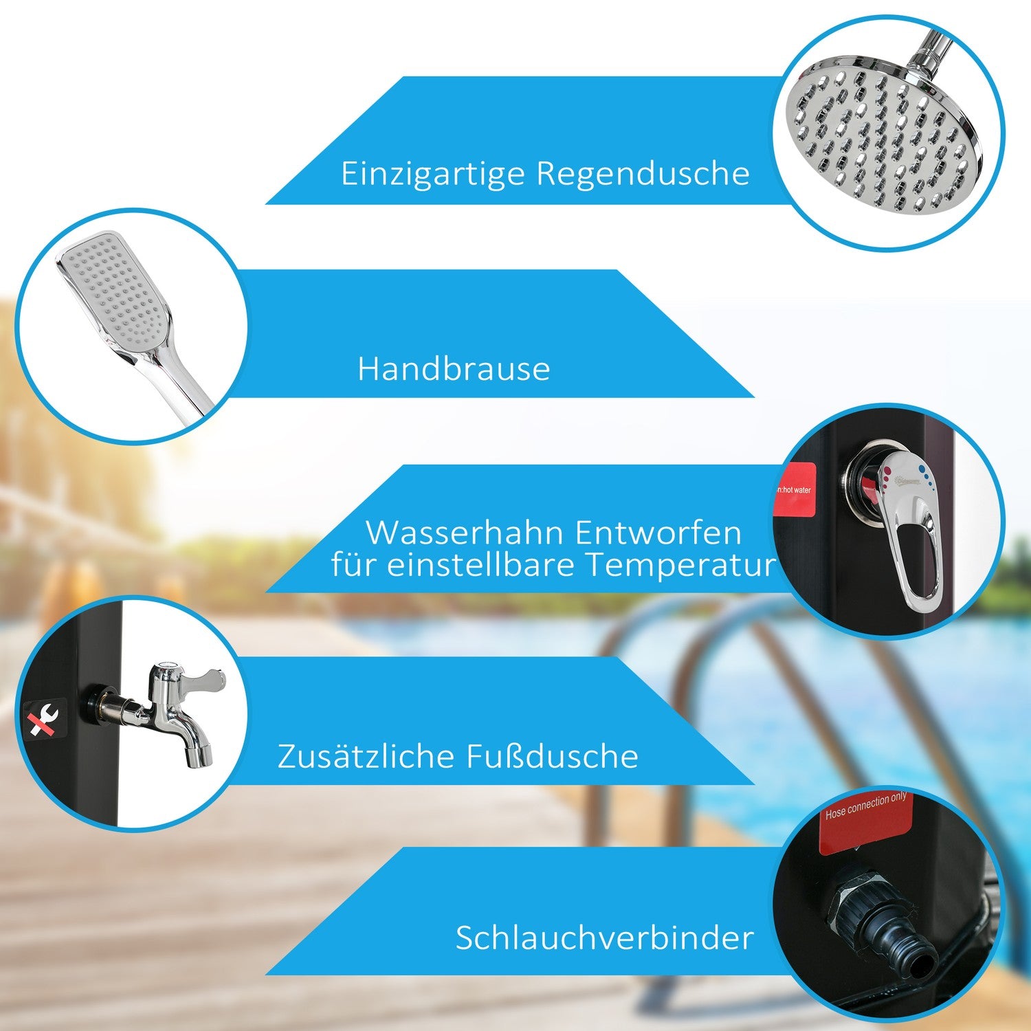 Solar Dusch 35L Camping Varmvatten System – Svart