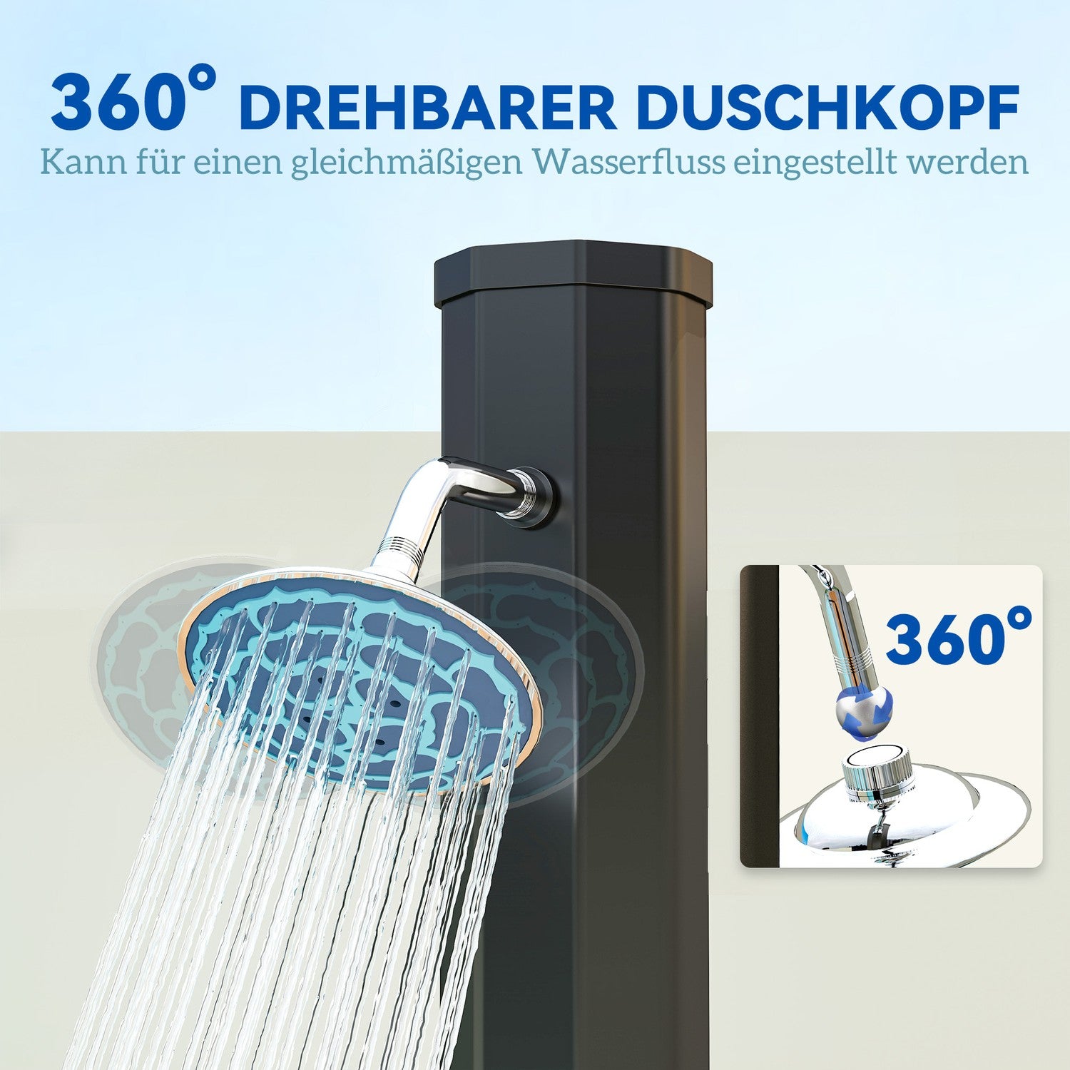 Solární zahradní sprcha, 35L, vyhřívaná, s kohoutkem a ruční sprchou