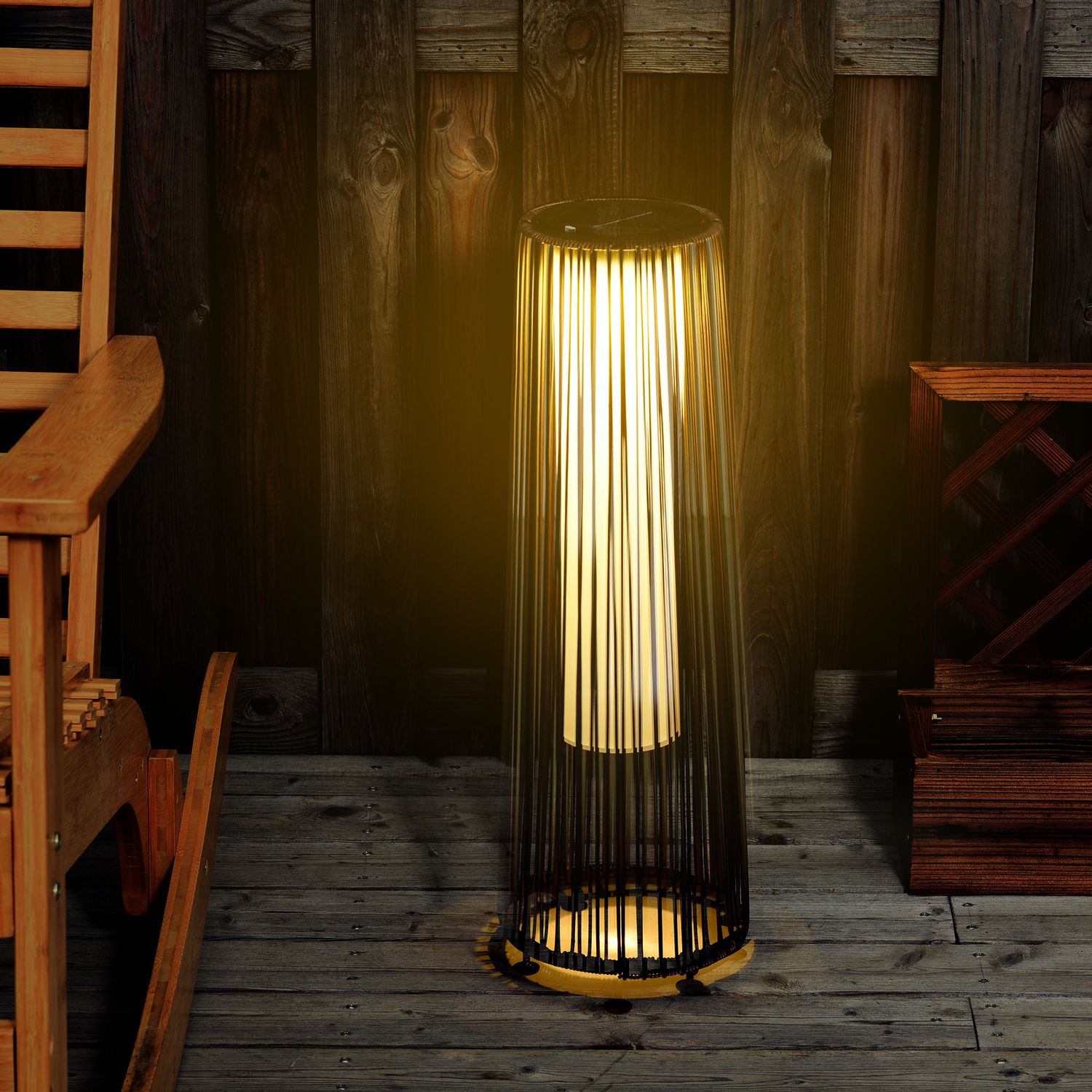 Solar Rotting Trädgårdslampa, LED, 61 Cm, Brun