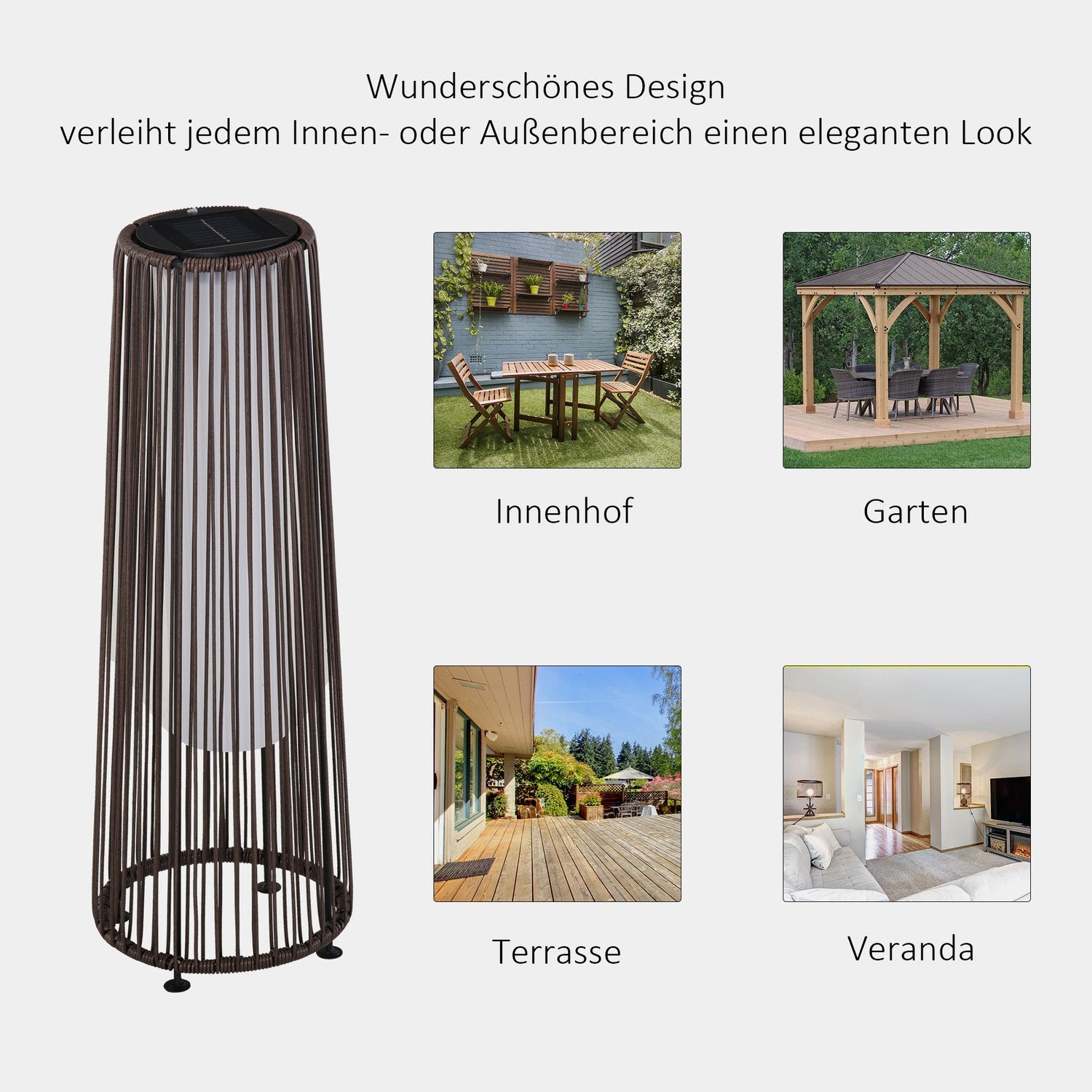 Solar Rotting Trädgårdslampa, LED, 61 Cm, Brun
