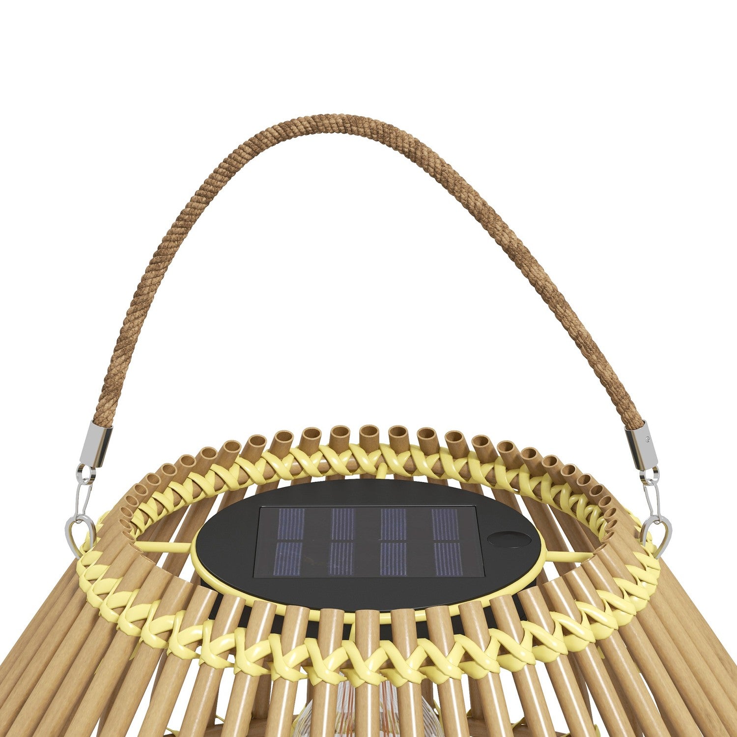 Solarlampa, design av rottingtrumma, vattentät, ljussensor