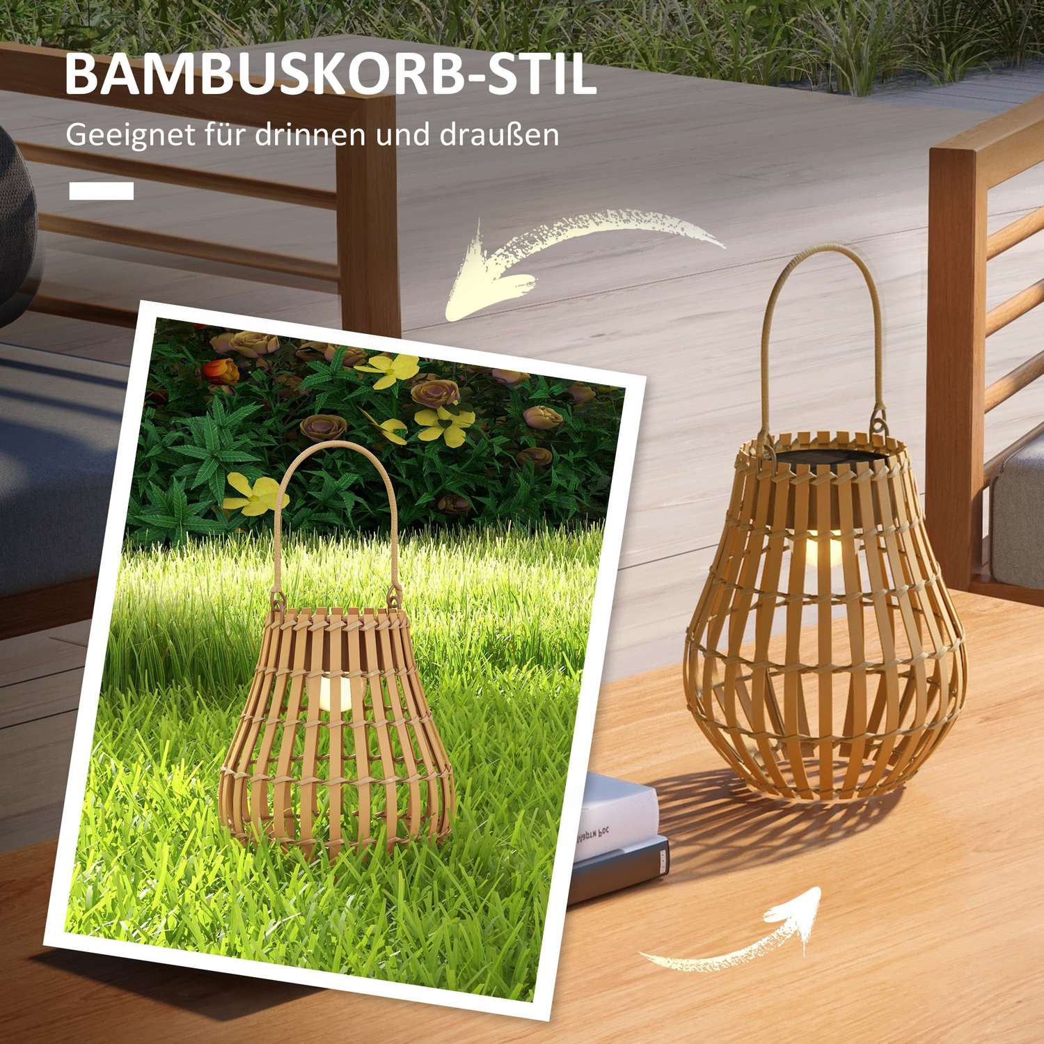 Solar trädgårdslampa, USB-laddningsbar, 3 ljusfärger