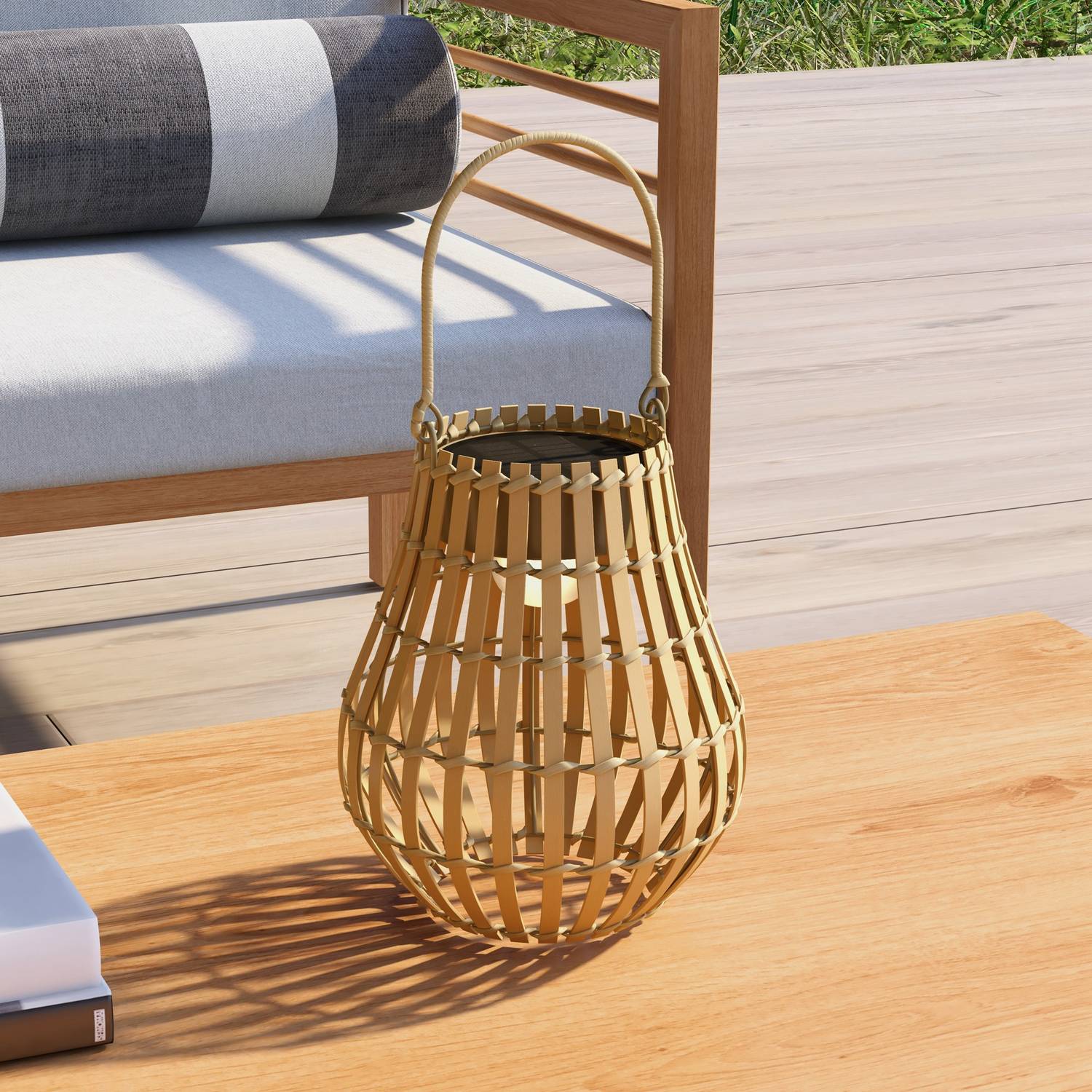 Solar trädgårdslampa, USB-laddningsbar, 3 ljusfärger