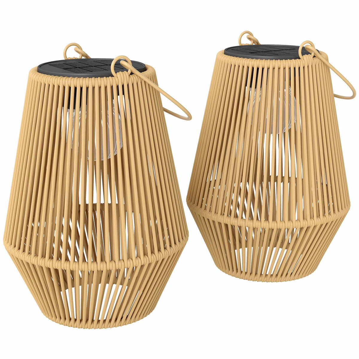 Sada solárních lamp pro venkovní použití, závěsné, z ratanu, vodotěsné IP44