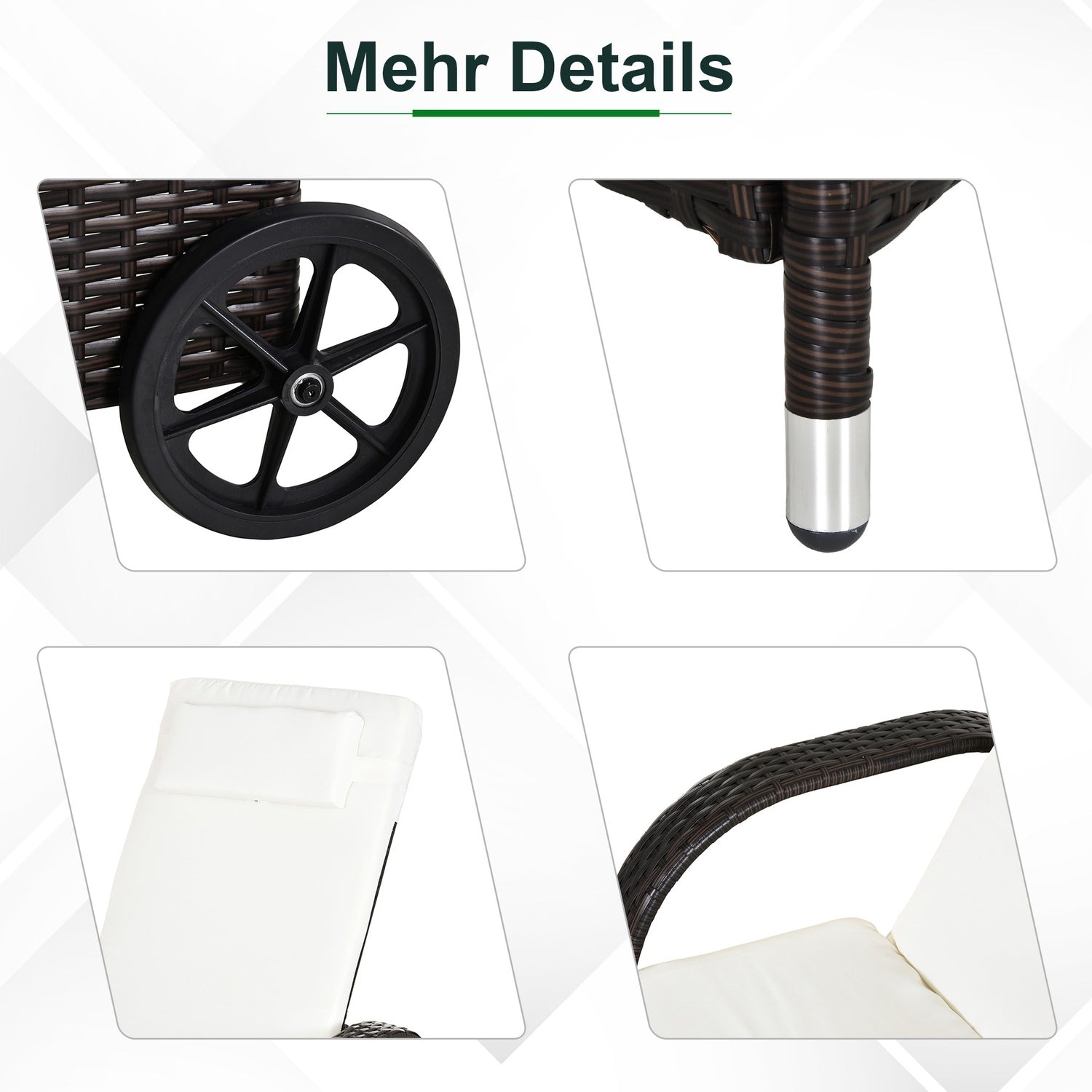 Solstol & bordsset i polyrattan, brun/gräddvit