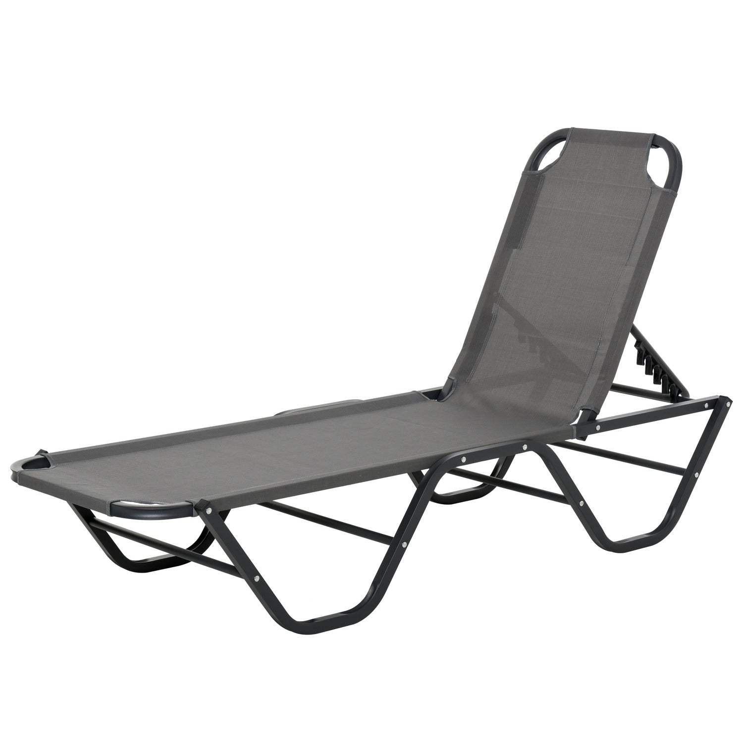 Solstol i aluminium, 5-vånings justerbar, grå/svart