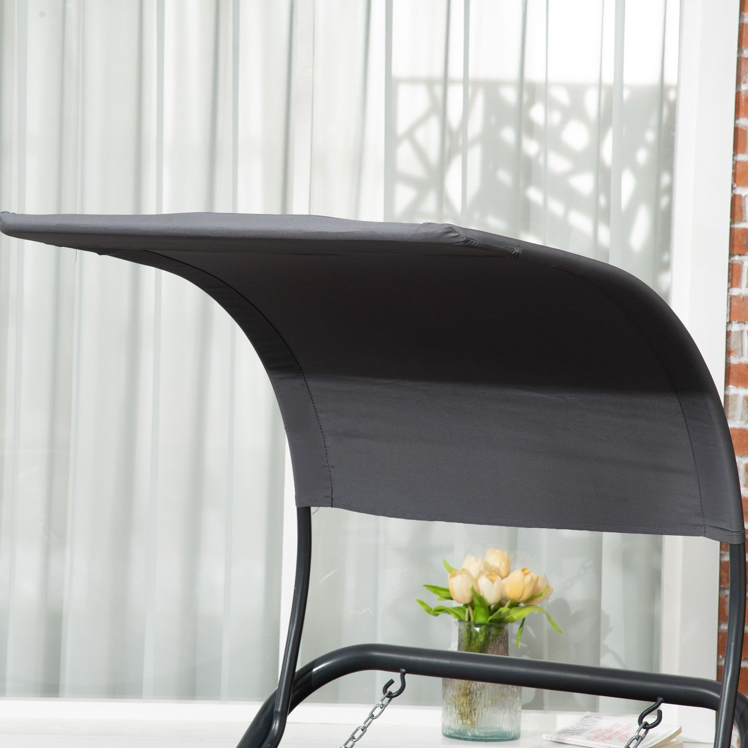 Solstol med tak, dyna, 240x92x148cm, mörkgrå