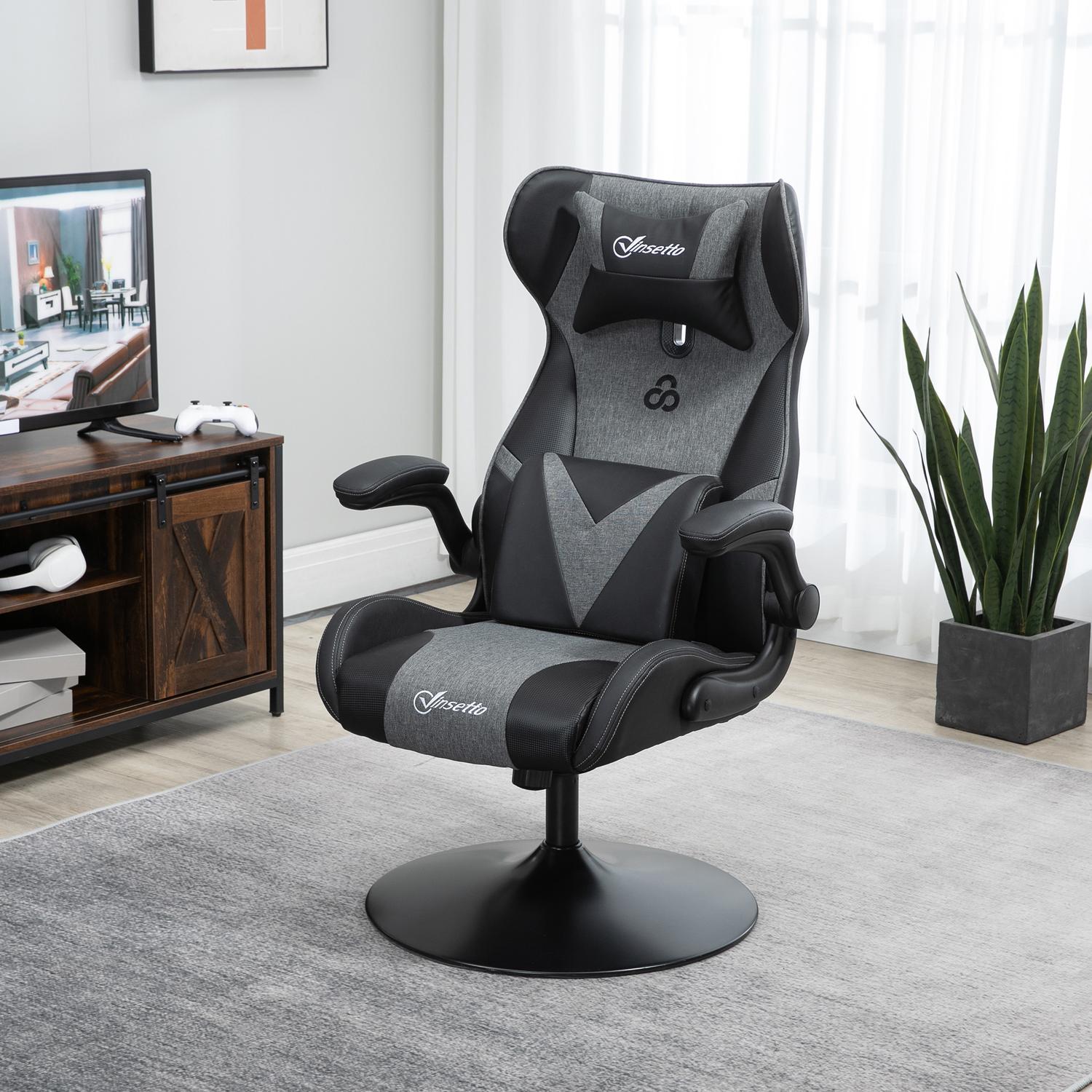 Spelstol, justerbar höjd, svart/grå, ergonomisk design