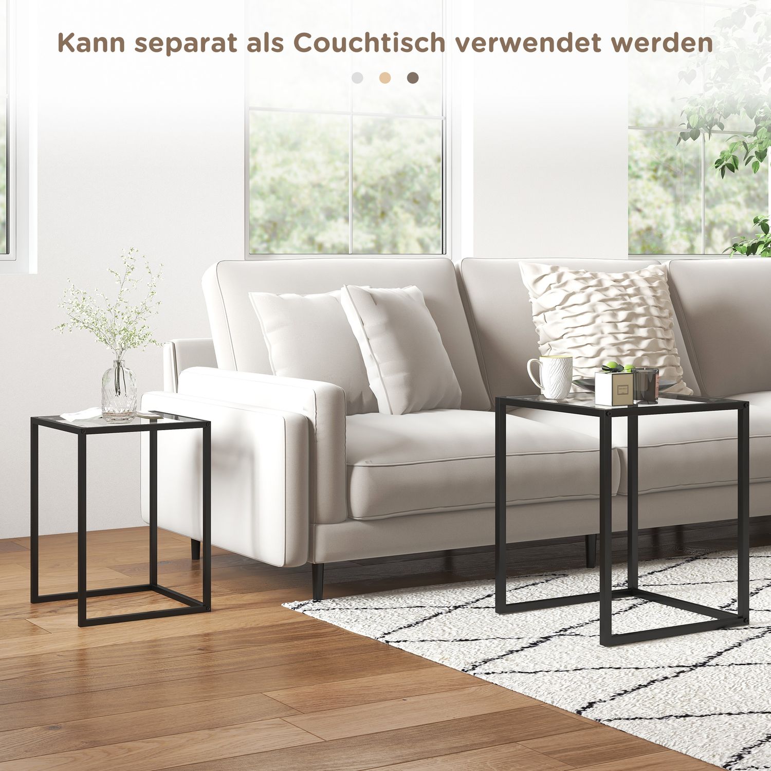 Stapelbara sidobord, stålben, svart, modern design