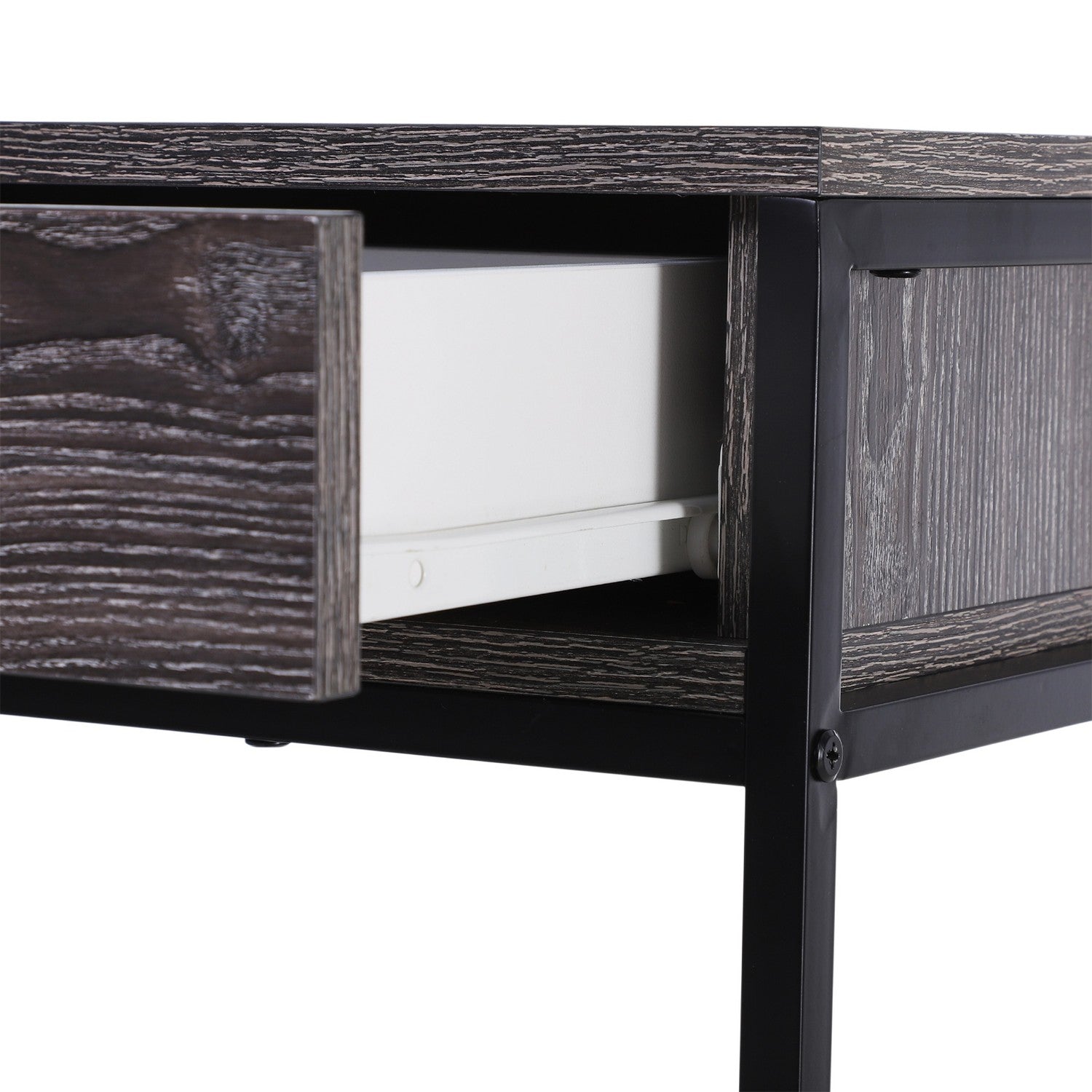 Stålkonsolbord med lådor och hylla, 120 x 30 x 81,5 cm