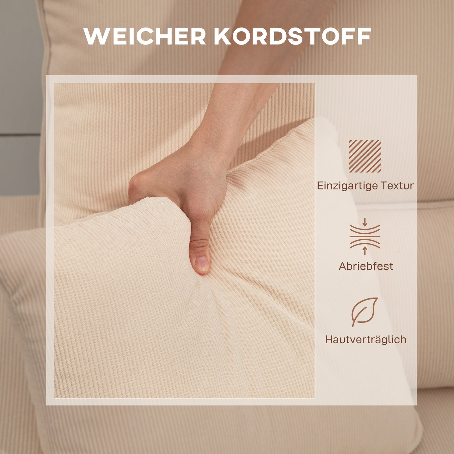 Ställbar L-formad bäddsoffa med förvaring, beige