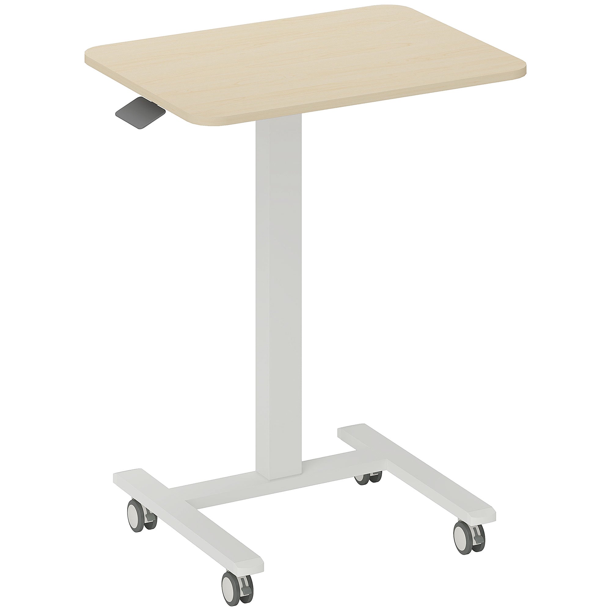 Ställbart skrivbord med hjul, 65x48x68-108 cm, gul