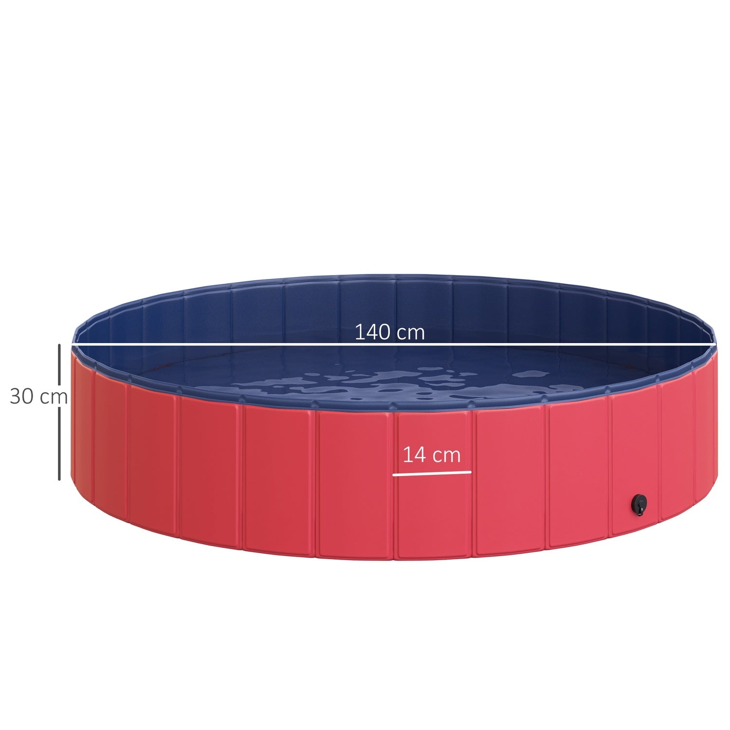 Stor PVC-paddlingpool för hund, Ø140x30 cm, Röd