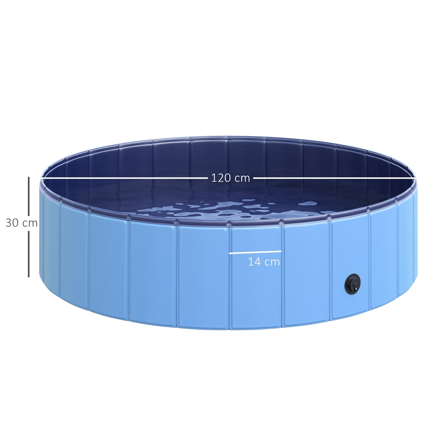 Stor hundpool, robust PVC/trä, 120x30 cm – Sommaravkylning