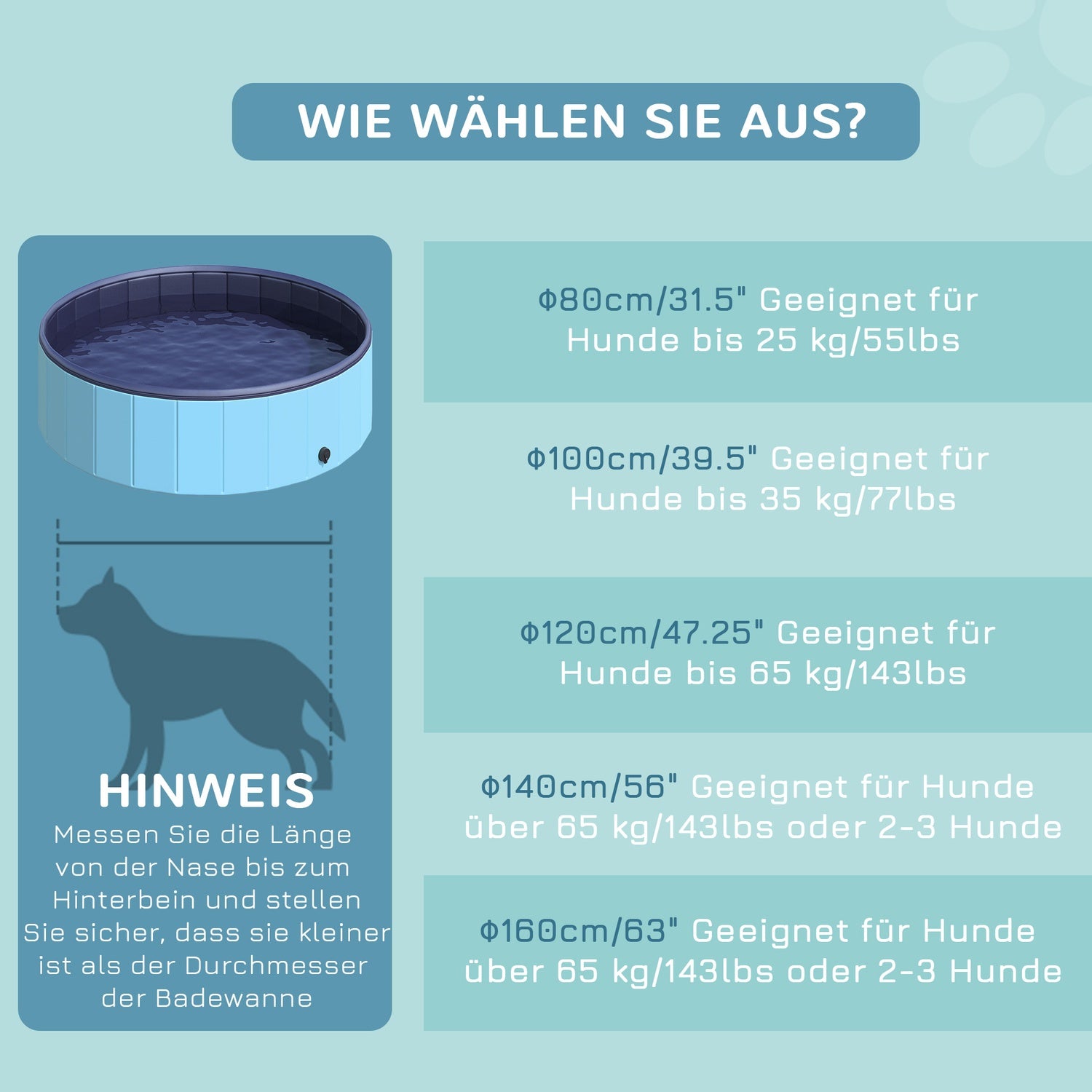 Stor hundpool, robust PVC/trä, 120x30 cm – Sommaravkylning