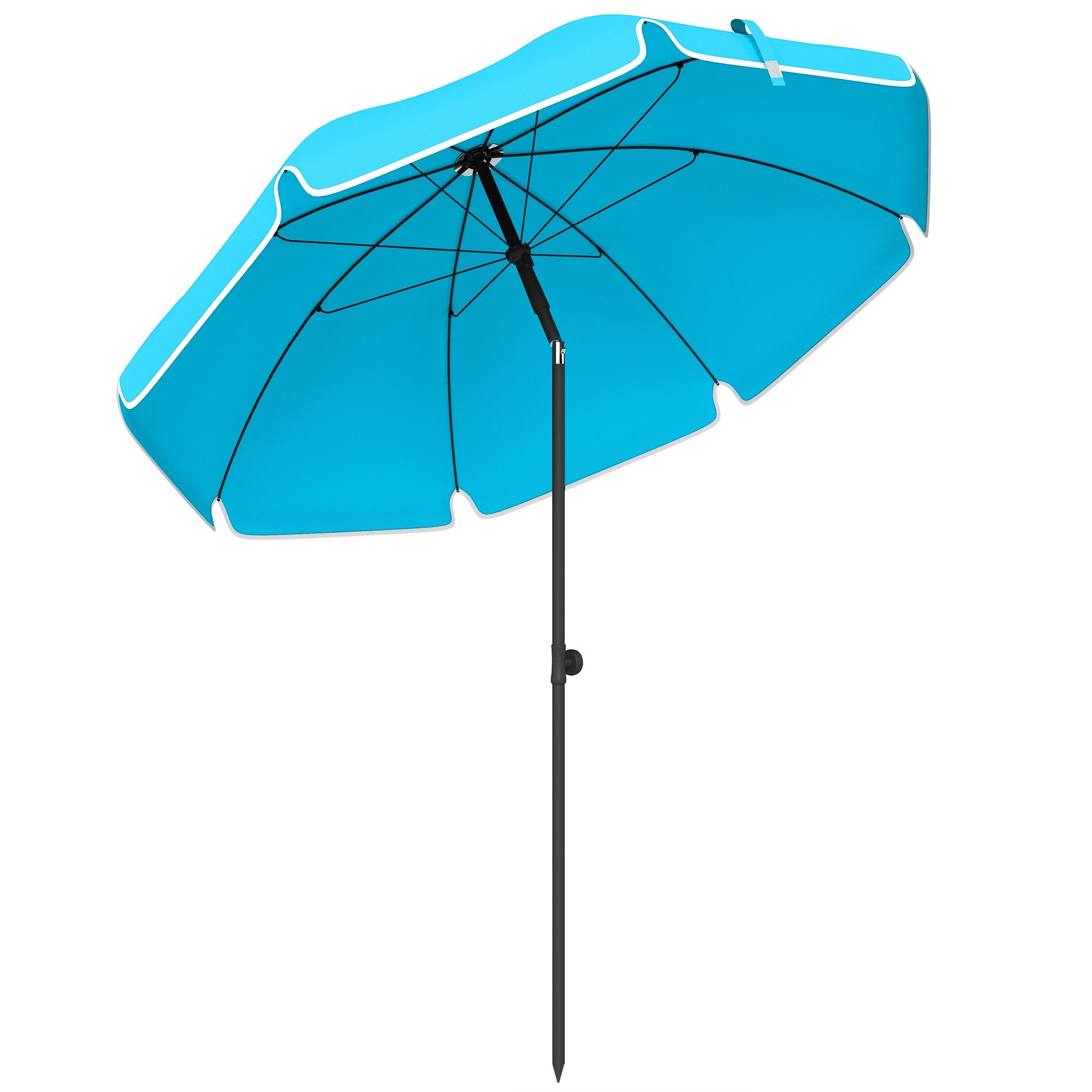 Strandparasoll, 150 cm, justerbar lutning, sandankare, blå