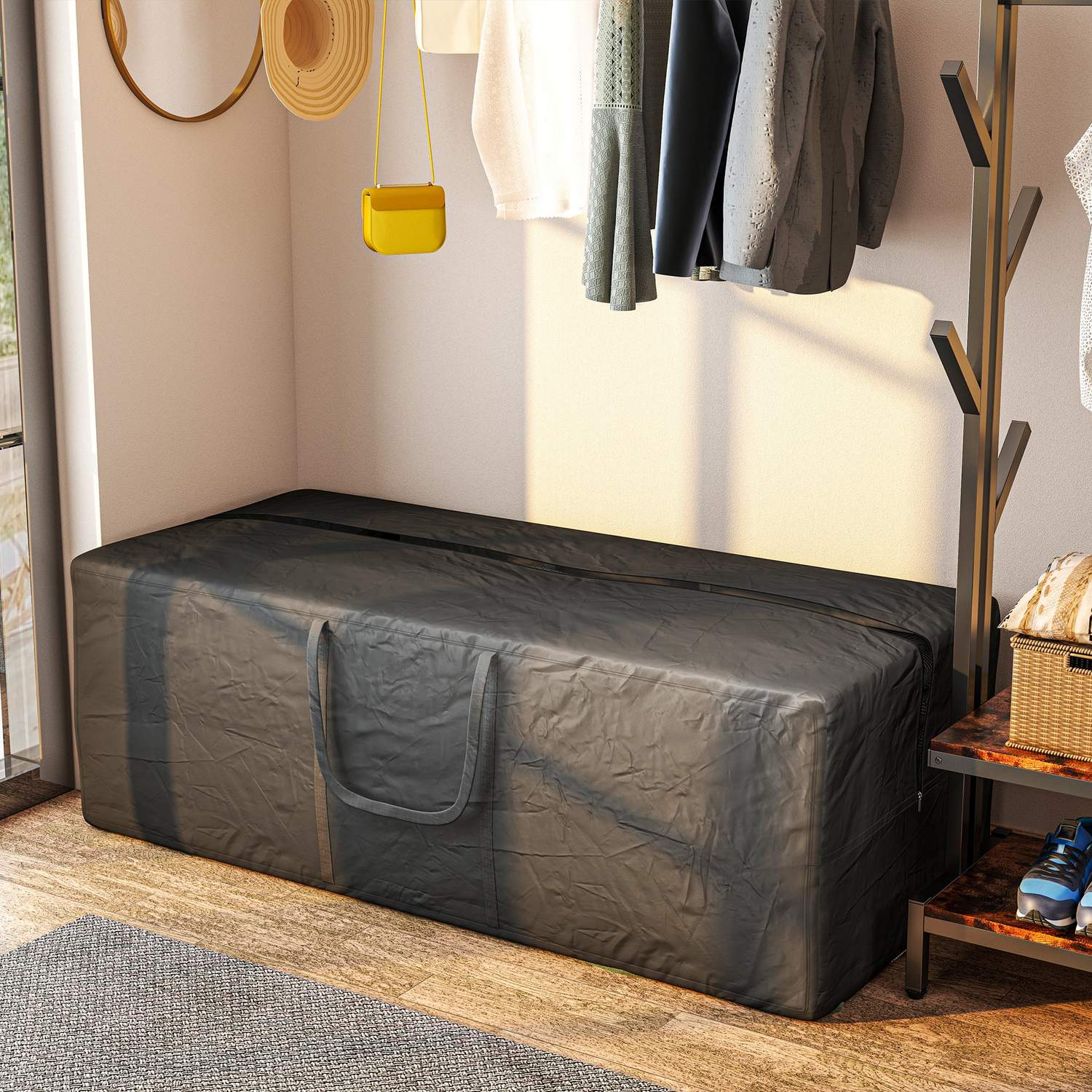 Černá voděodolná kempingová úložná taška 840L, UV30+, Heavy Duty