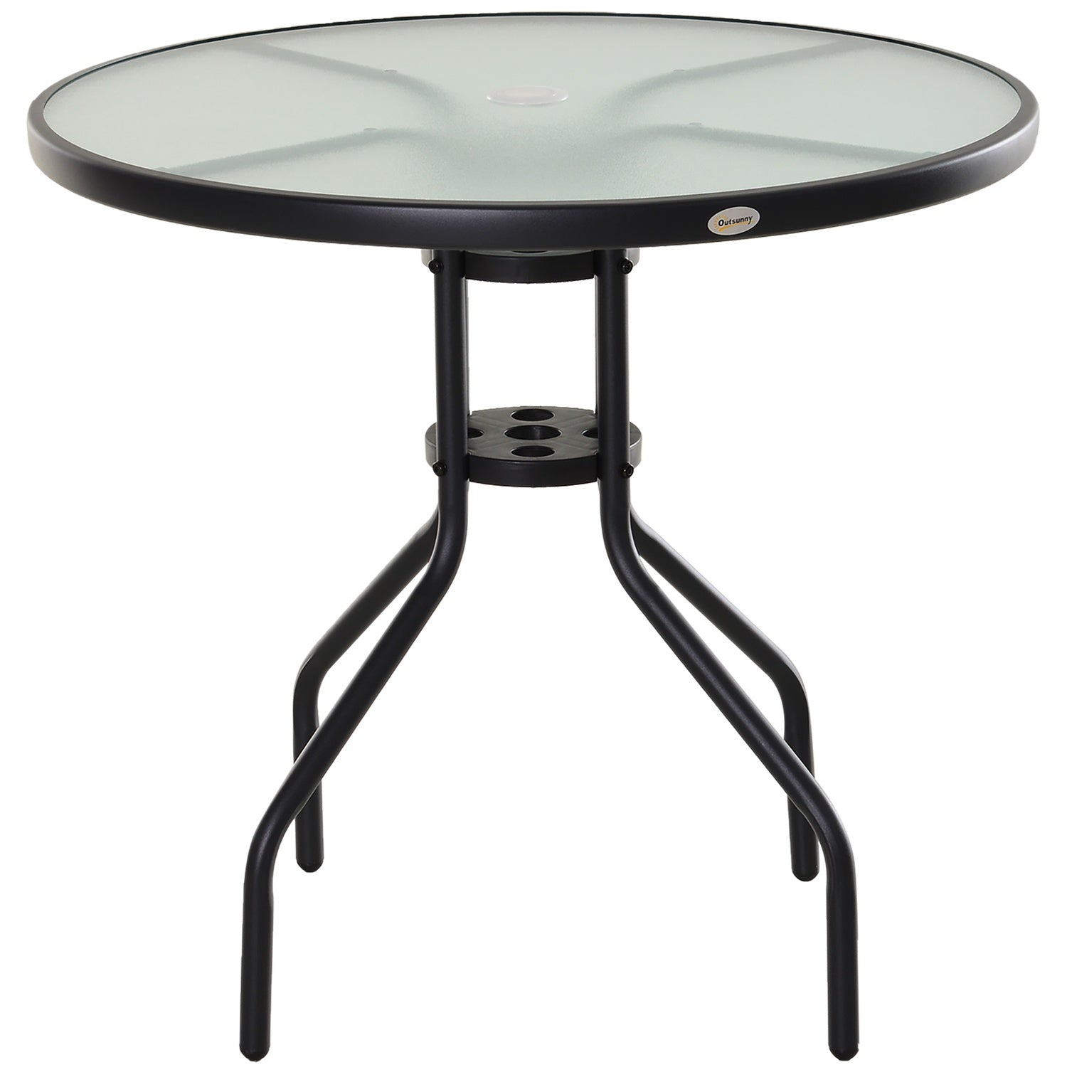 Svart bistrobord – Skiva i härdat glas, 80 cm diameter