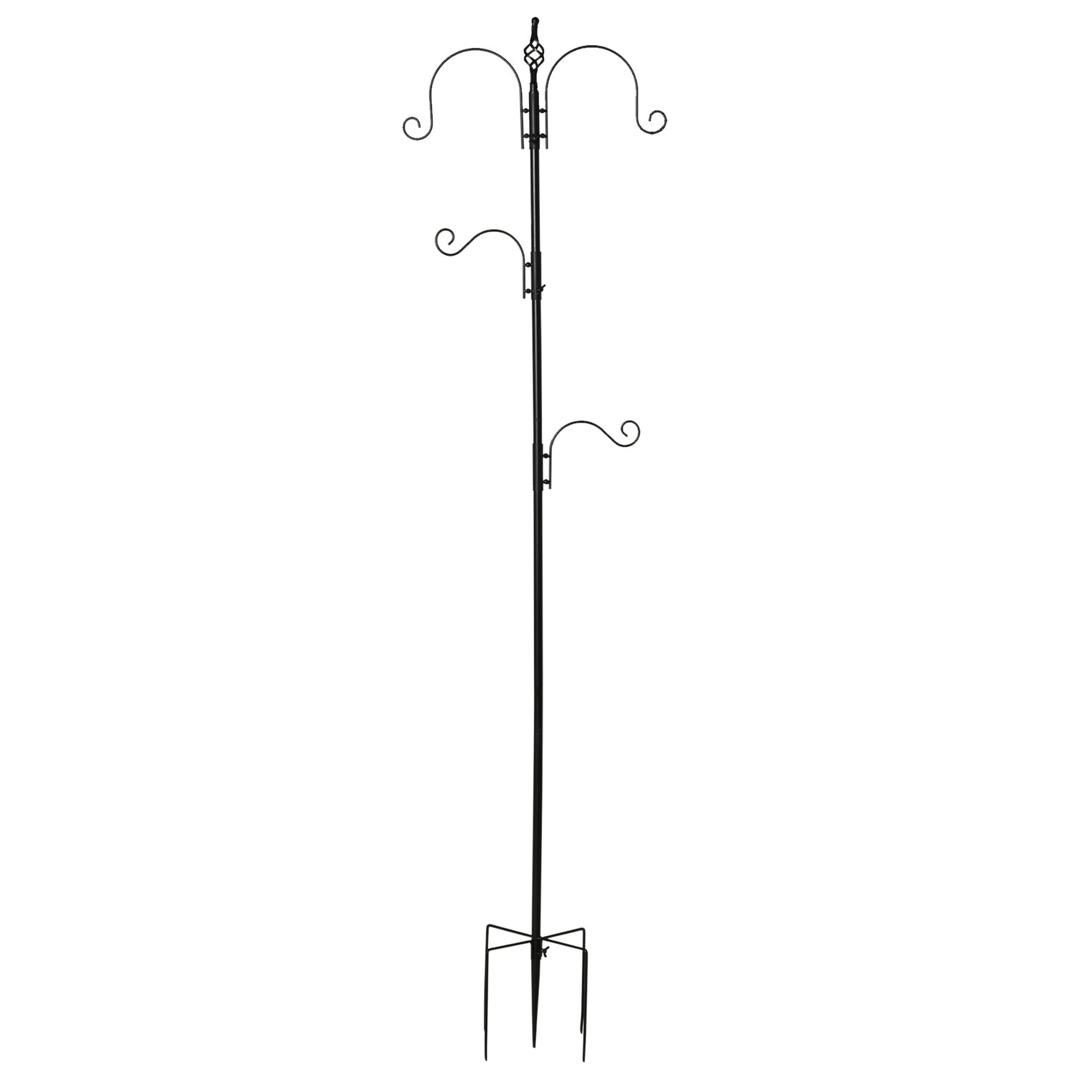 Černá krmná stanice pro ptáky, 4 háčky, 54,5 x 208 cm