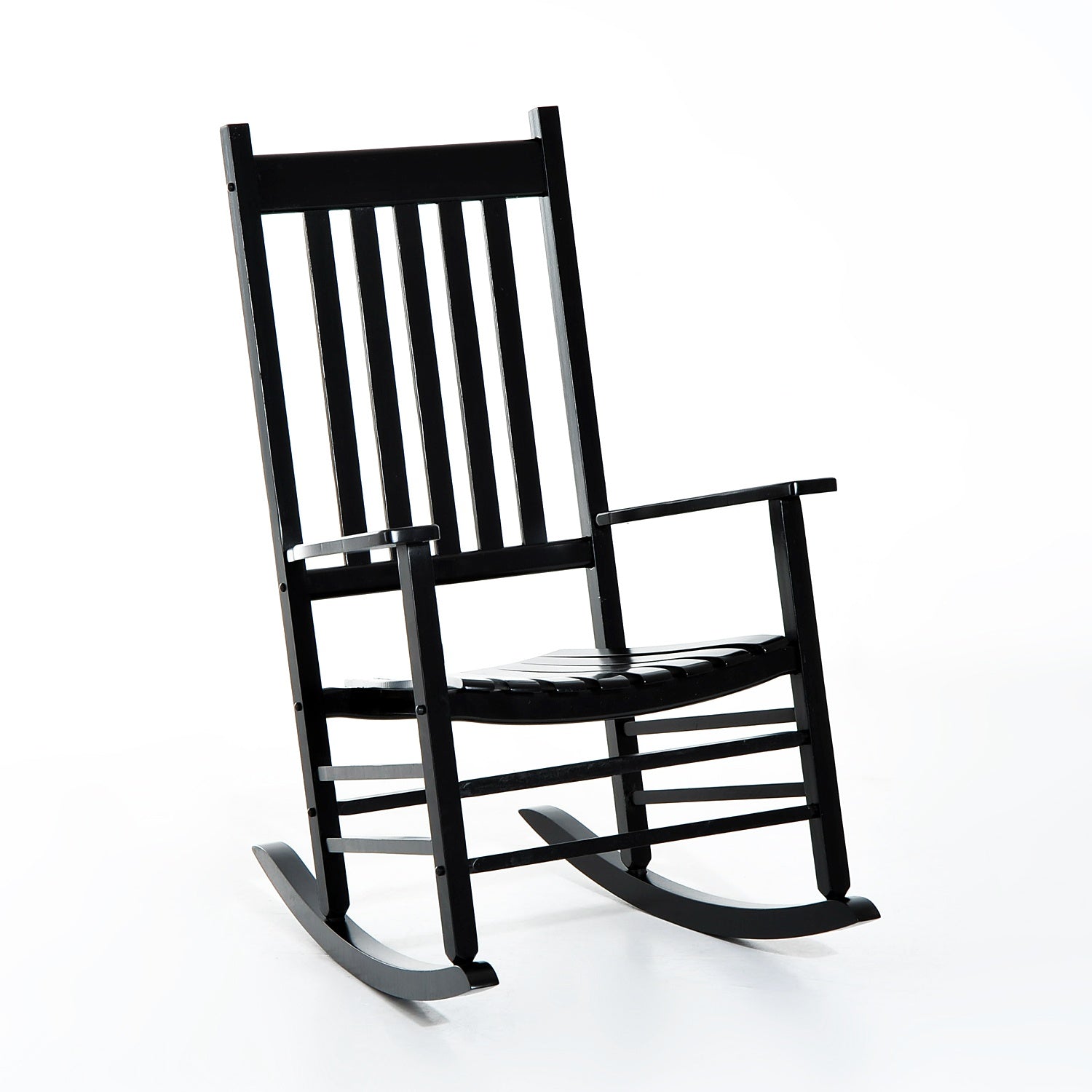 Svart gungstol i trä med armstöd 69X86X115 Cm