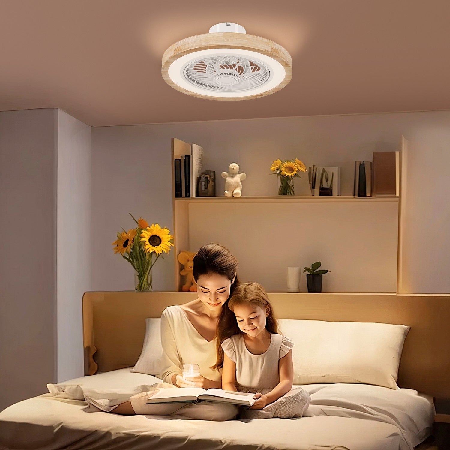 Stropní ventilátor se světlem, dálkovým ovládáním, stmívatelná LED, RGB, 6 rychlostí