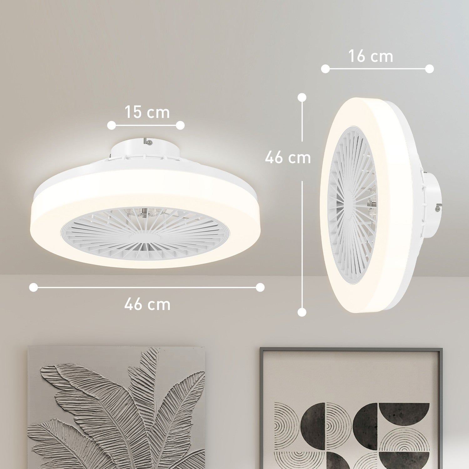 Stropní ventilátor s LED světlem, dálkovým ovládáním, stmívatelný, 6 rychlostí