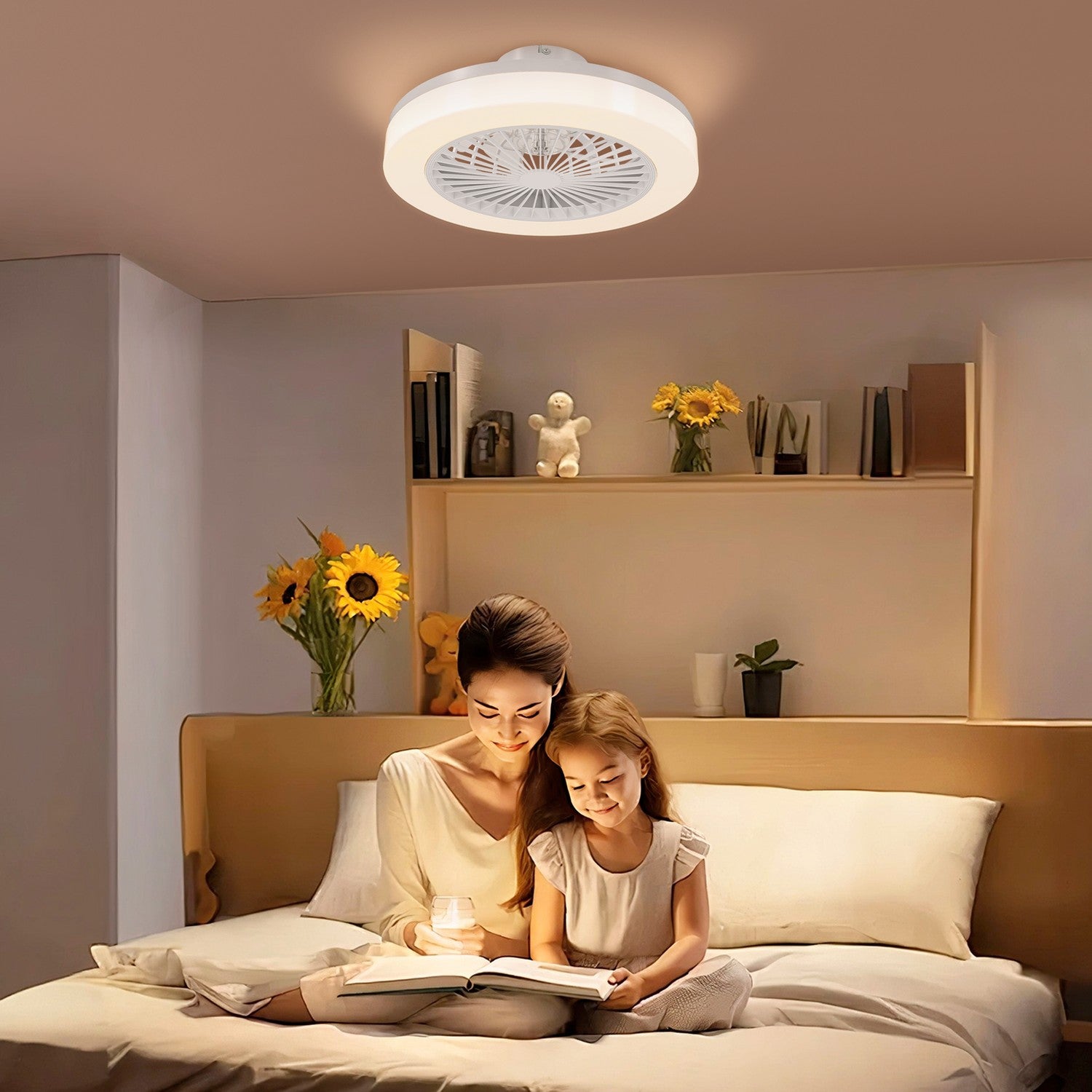 Stropní ventilátor s LED světlem, dálkovým ovládáním, stmívatelný, 6 rychlostí