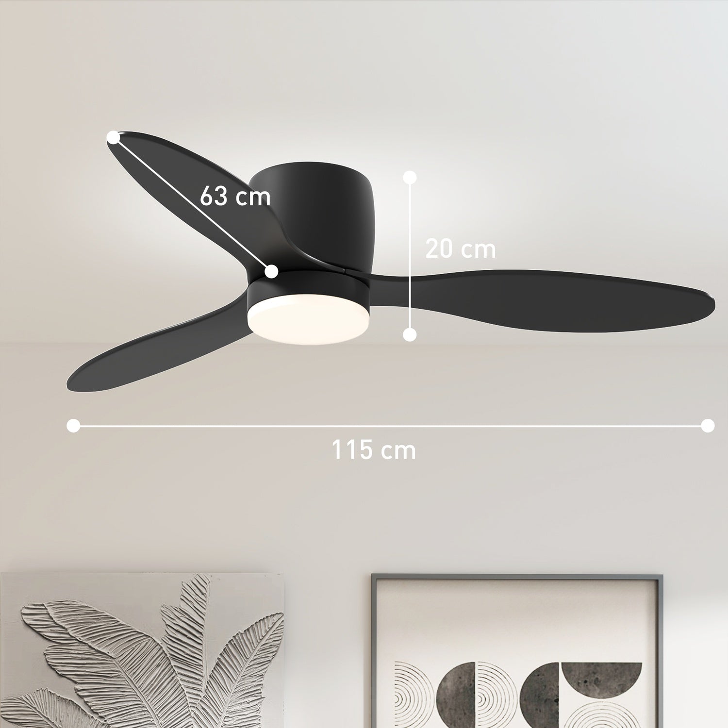 Stropní ventilátor se světlem, dálkovým ovládáním a časovačem – 115 cm, 6 rychlostí