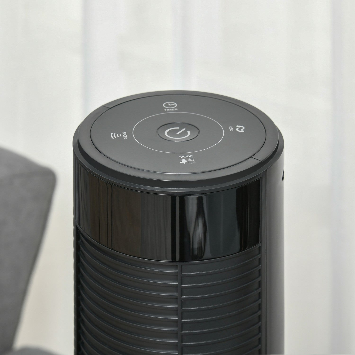 Tornfläkt med fjärrkontroll, 70° oscillation, timer, svart