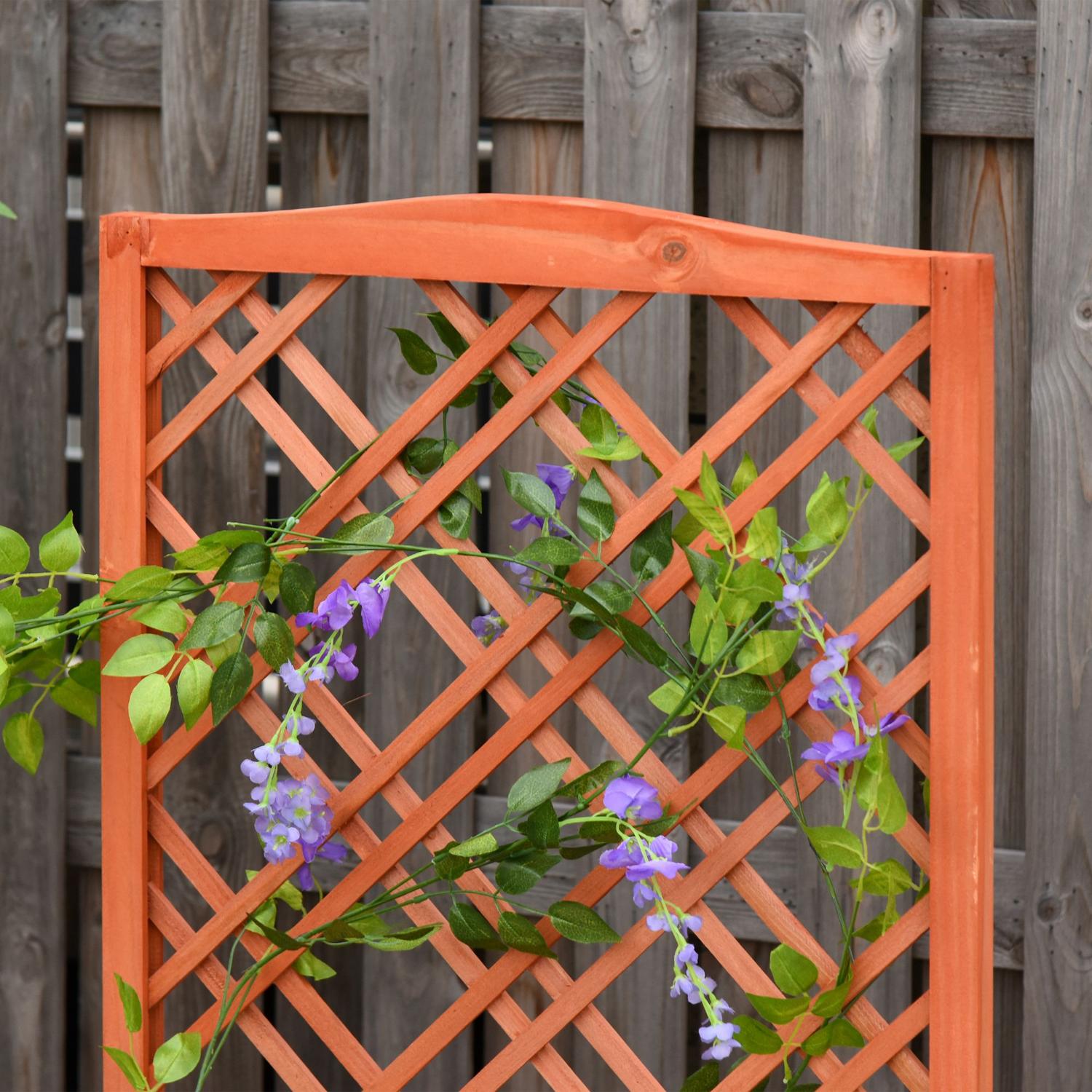 Trä Växtlåda Blomsterställ Med Spaljé, Gul, 60x30x123 Cm
