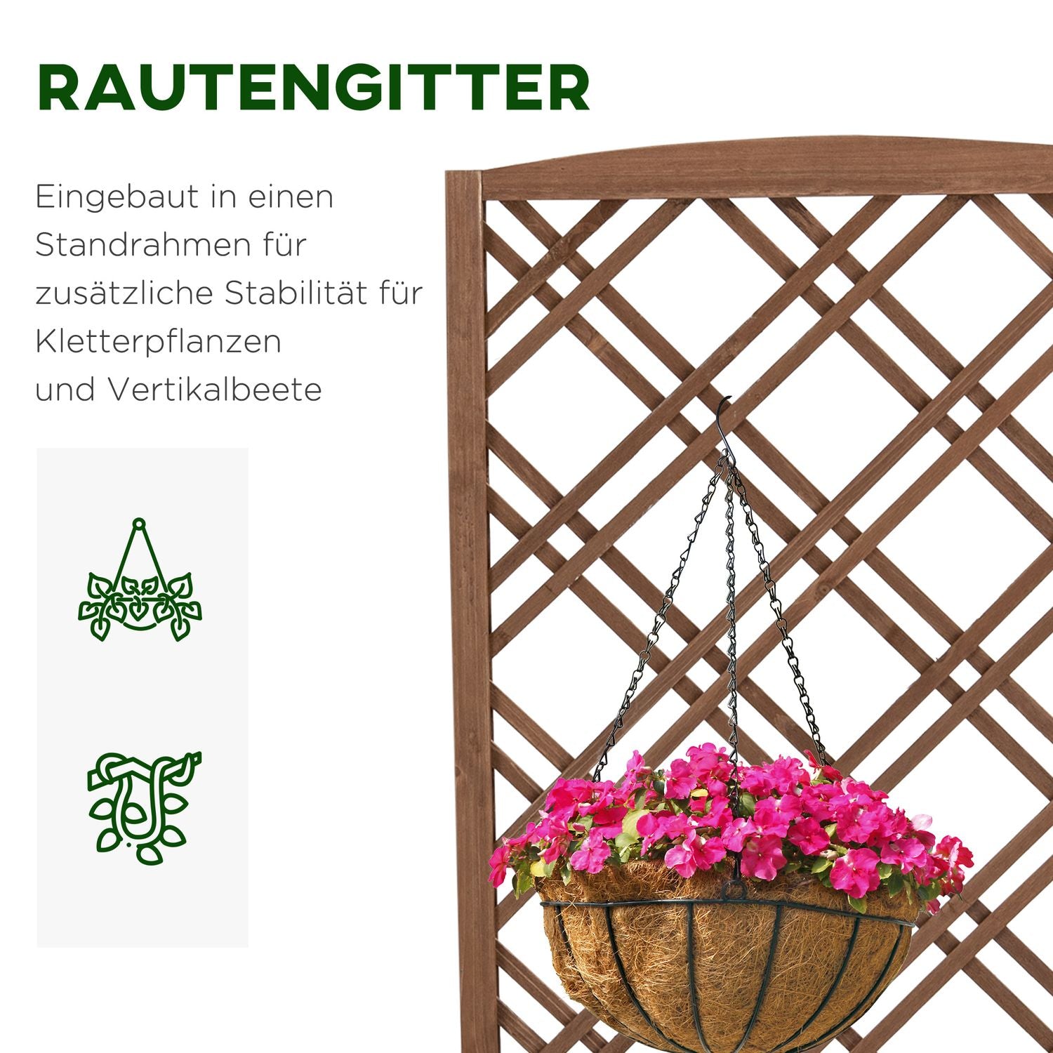 Trä Växtlåda Blomsterställ Med Spaljé, Gul, 60x30x123 Cm