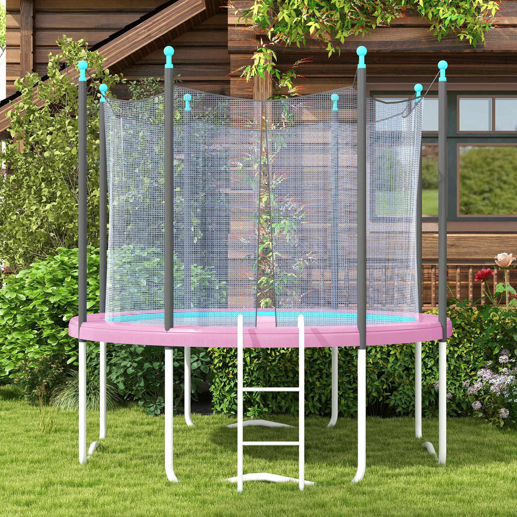 Trampolinskydd, Vattentätt, Rivtåligt, Ø366 cm, Rosa