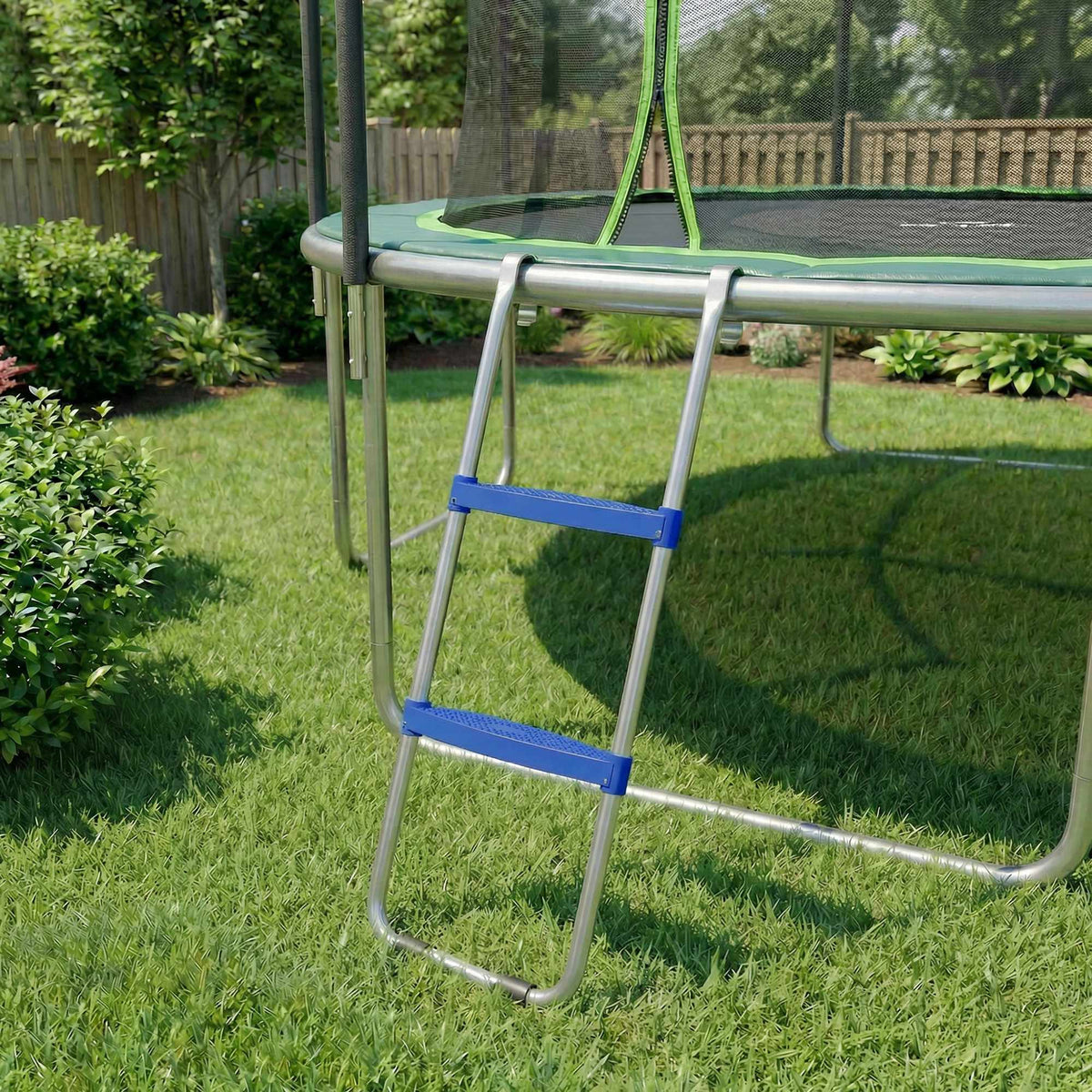 Žebřík k trampolíně, 2 schůdky, nosnost 150 kg, modrý
