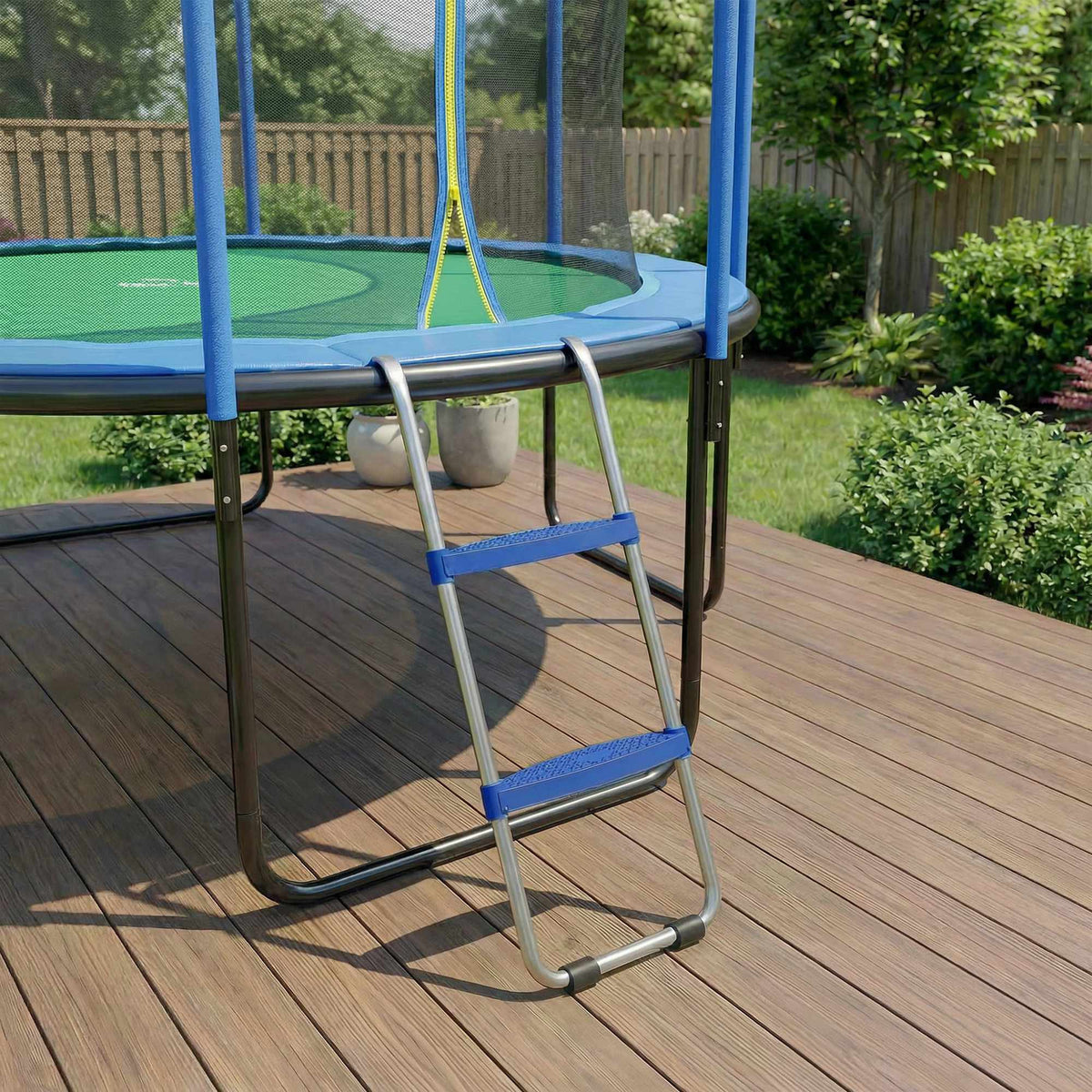 Žebřík k trampolíně, 2 schůdky, nosnost 150 kg, modrý