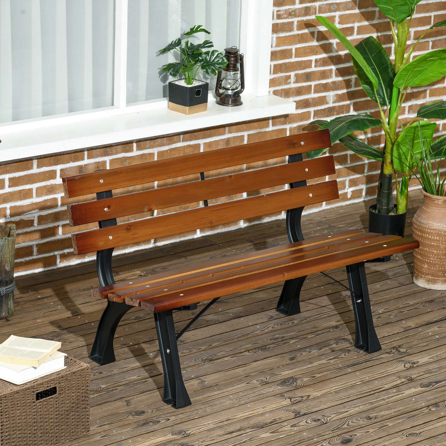 Zahradní lavice pro 2 osoby s opěradlem – 120 cm