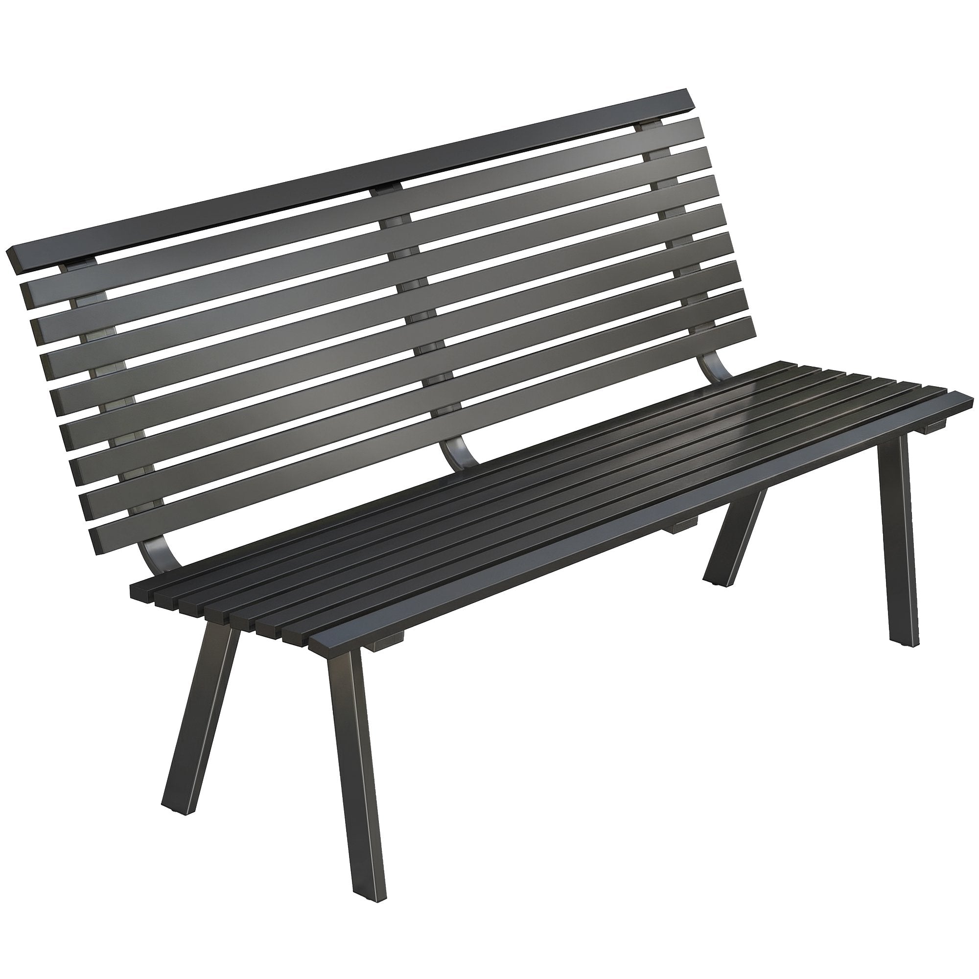 Trädgårdsbänk i metall, svart, 154 cm, plats för 3