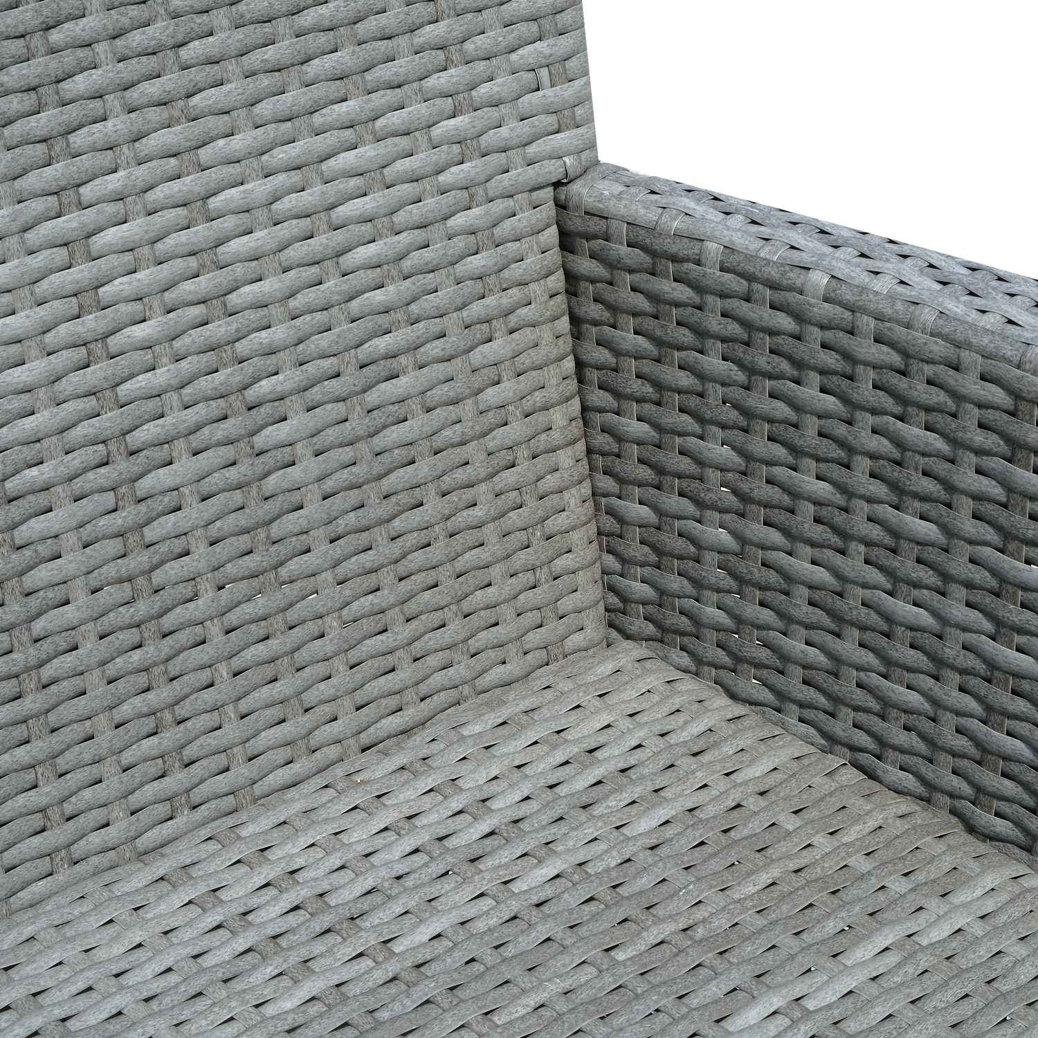 Trädgårdsbänk i polyrattan, 2-sits med bord, grå