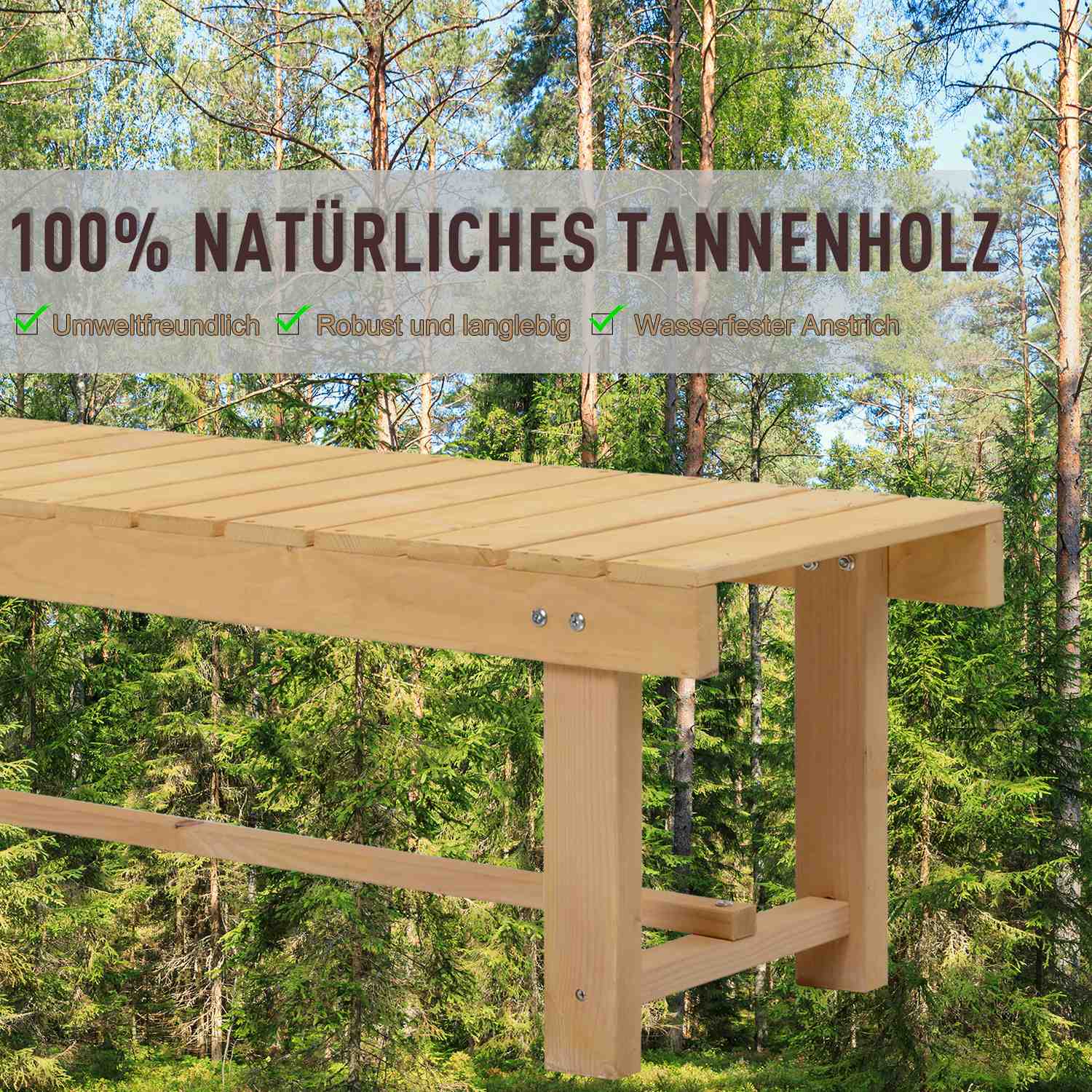 Trädgårdsbänk, massivt trä, rustik, 2-sits, naturlig finish
