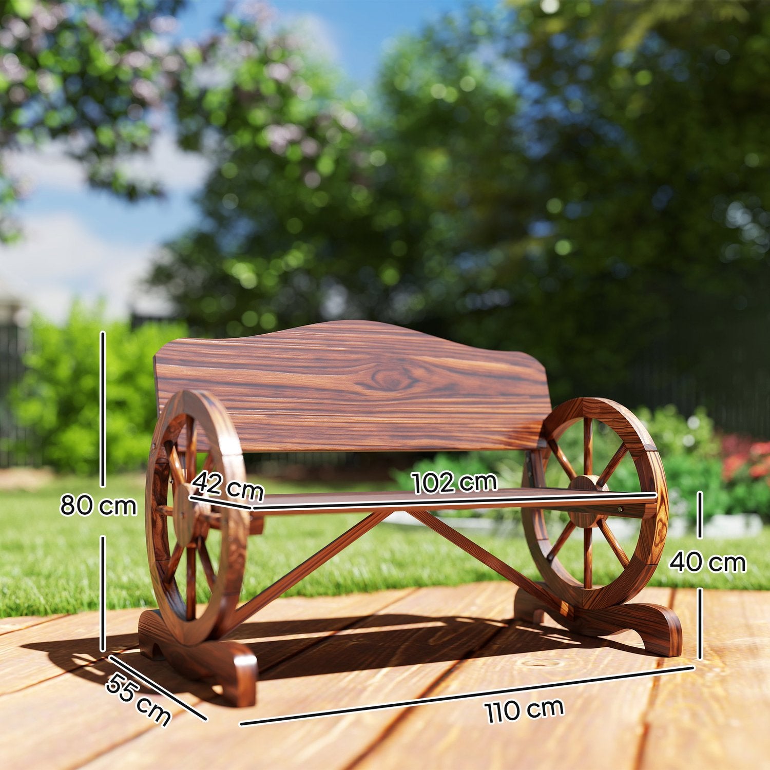 Zahradní lavice pro 2 osoby s kolečky, odolná vůči povětrnostním vlivům, nosnost 240 kg