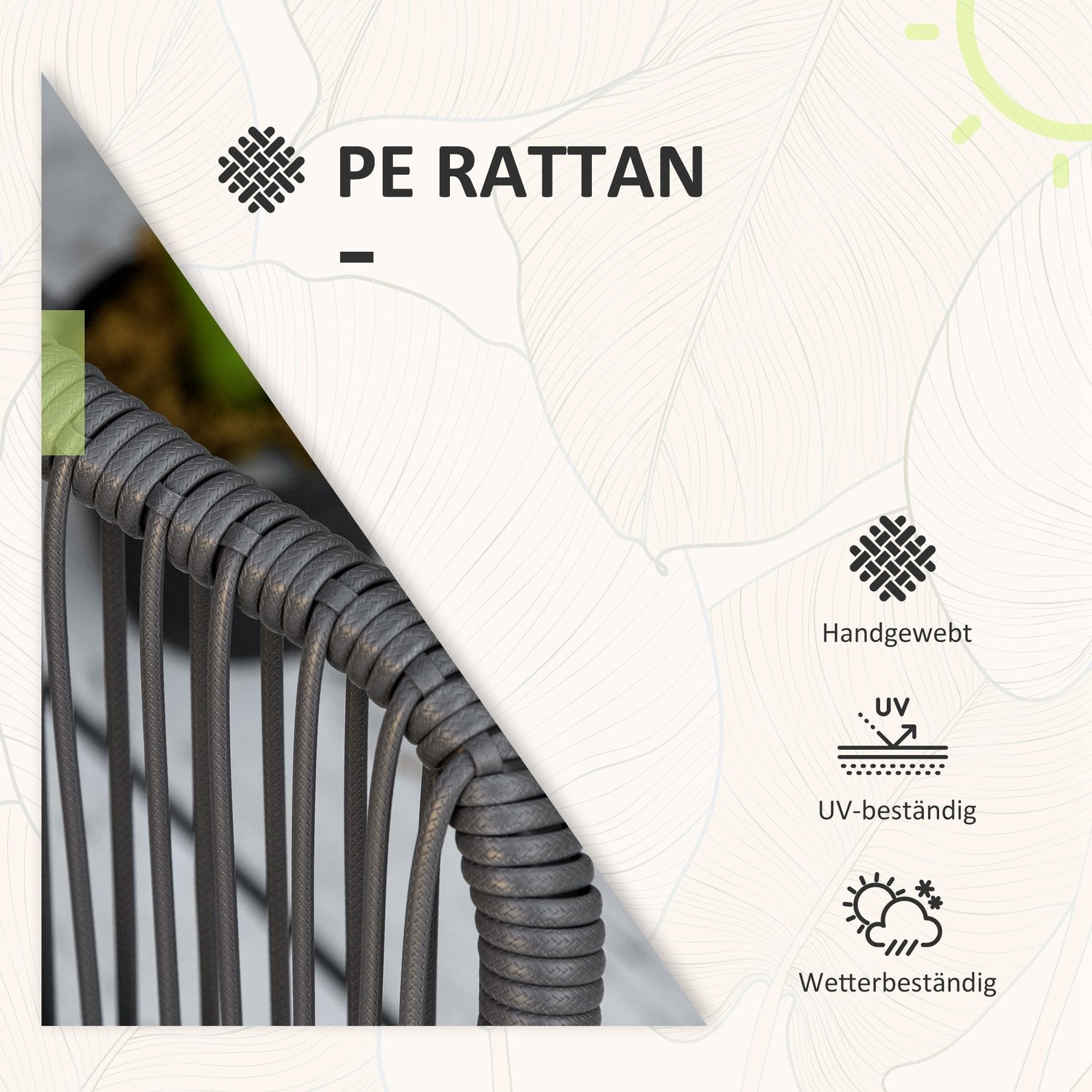 Ratanový zahradní nábytek – 2 židle a stůl, polštáře v ceně