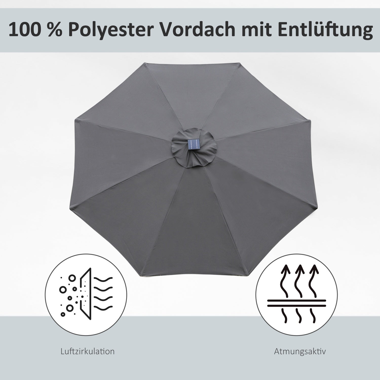 Trädgårdsparaply med Solar LED-ljus – mörkgrå, 270cm