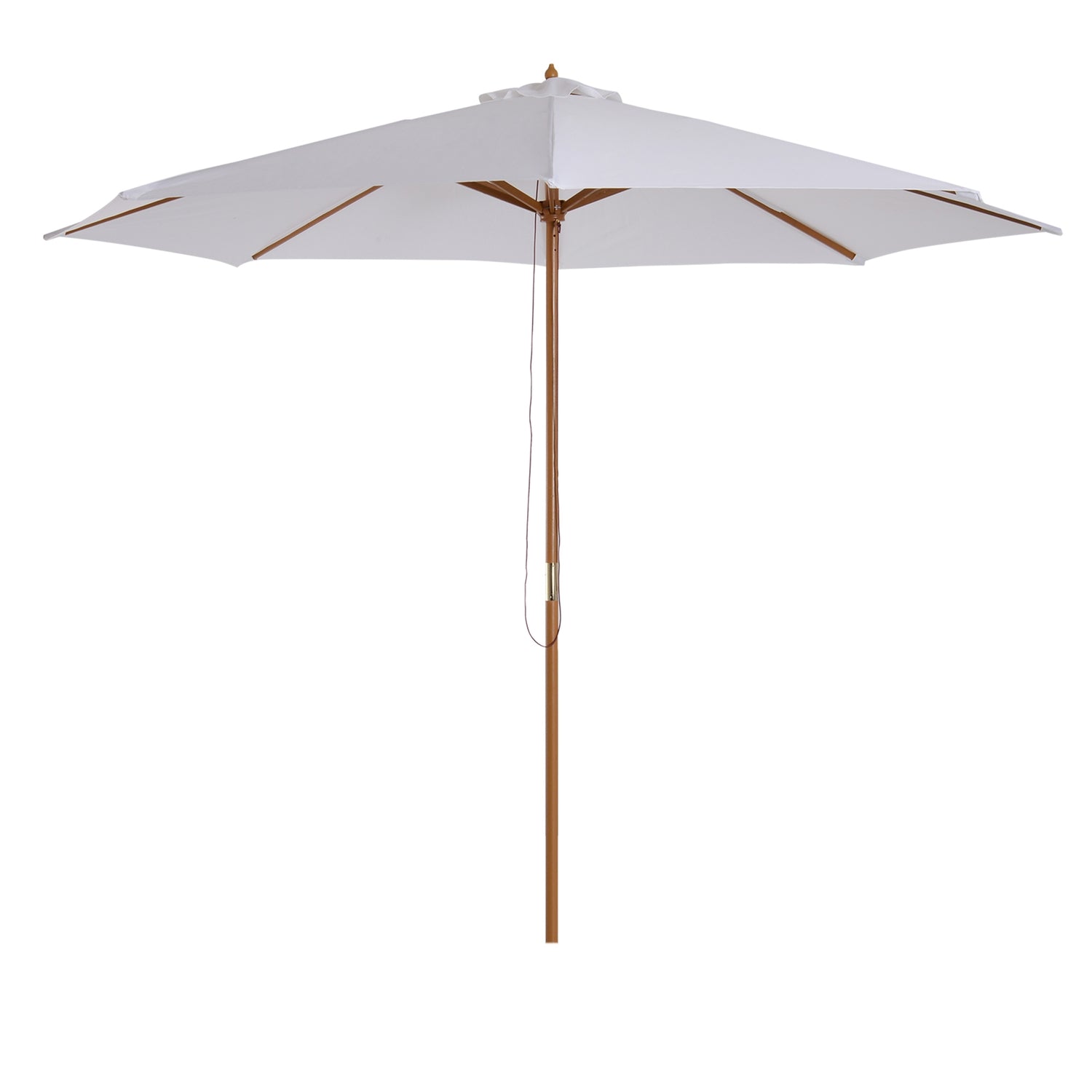 Trädgårdsparasoll 300 Cm, Bambu Stomme, Gräddvit