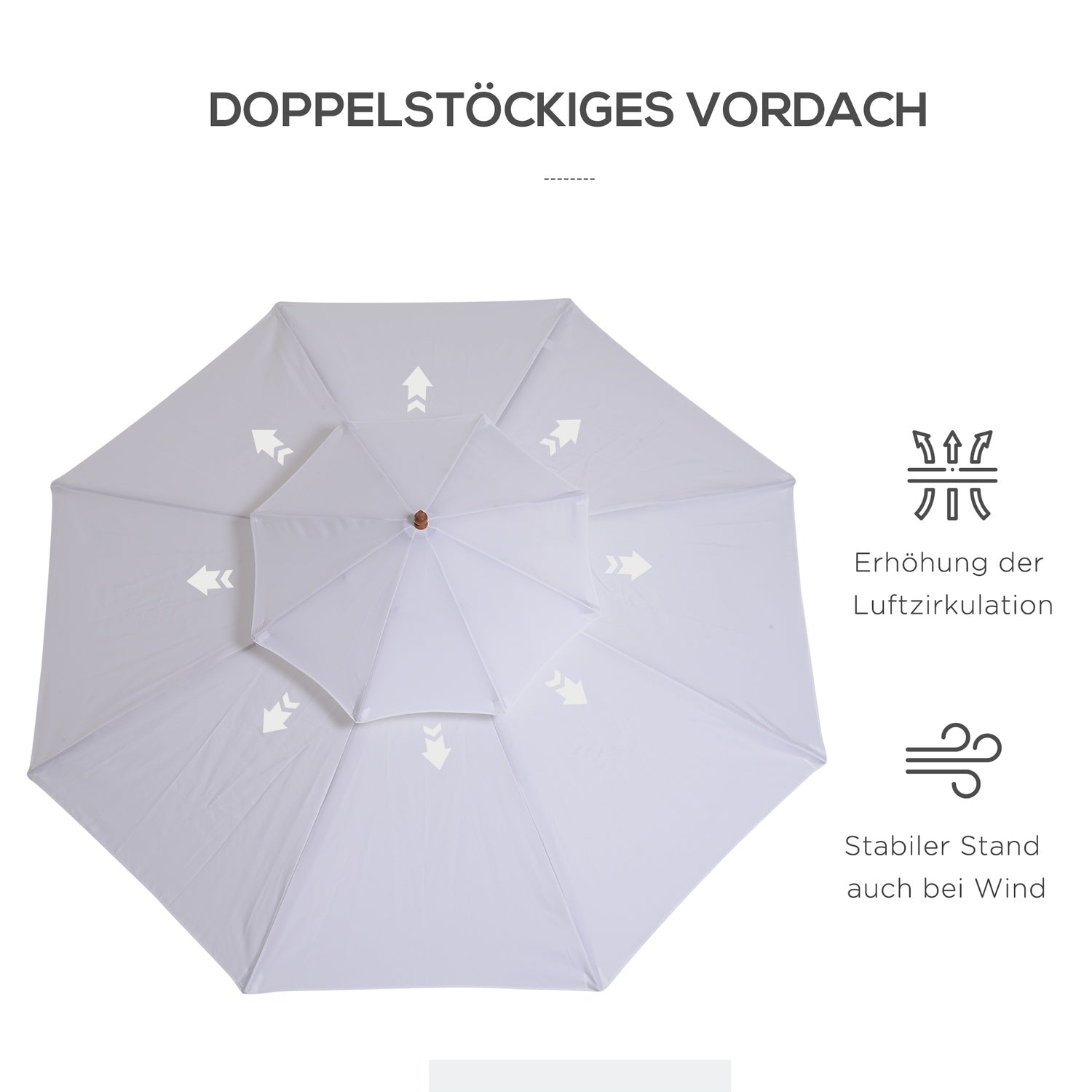Trädgårdsparasoll, dubbeltak, grädde