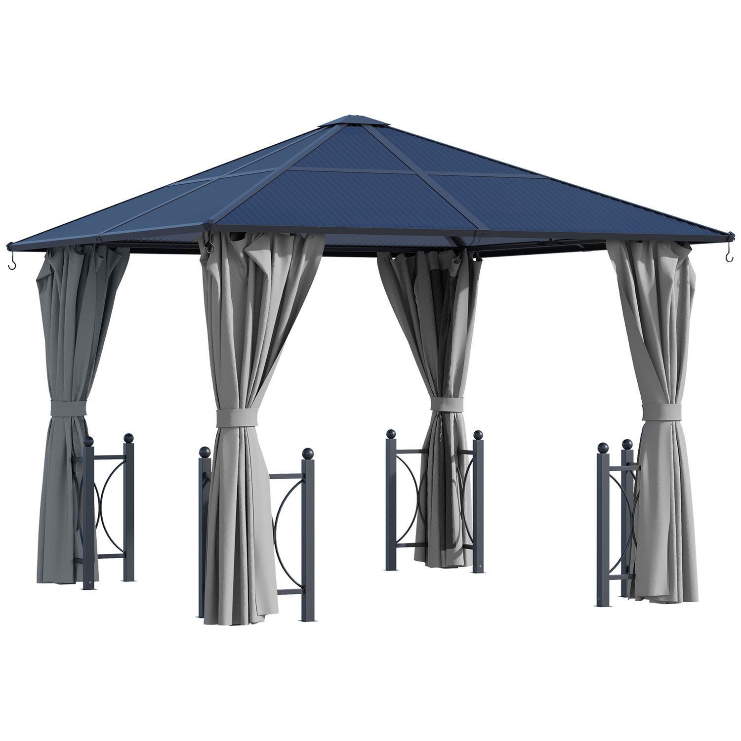 Trädgårdspaviljongtält, svart aluminium, 300x300x263 cm