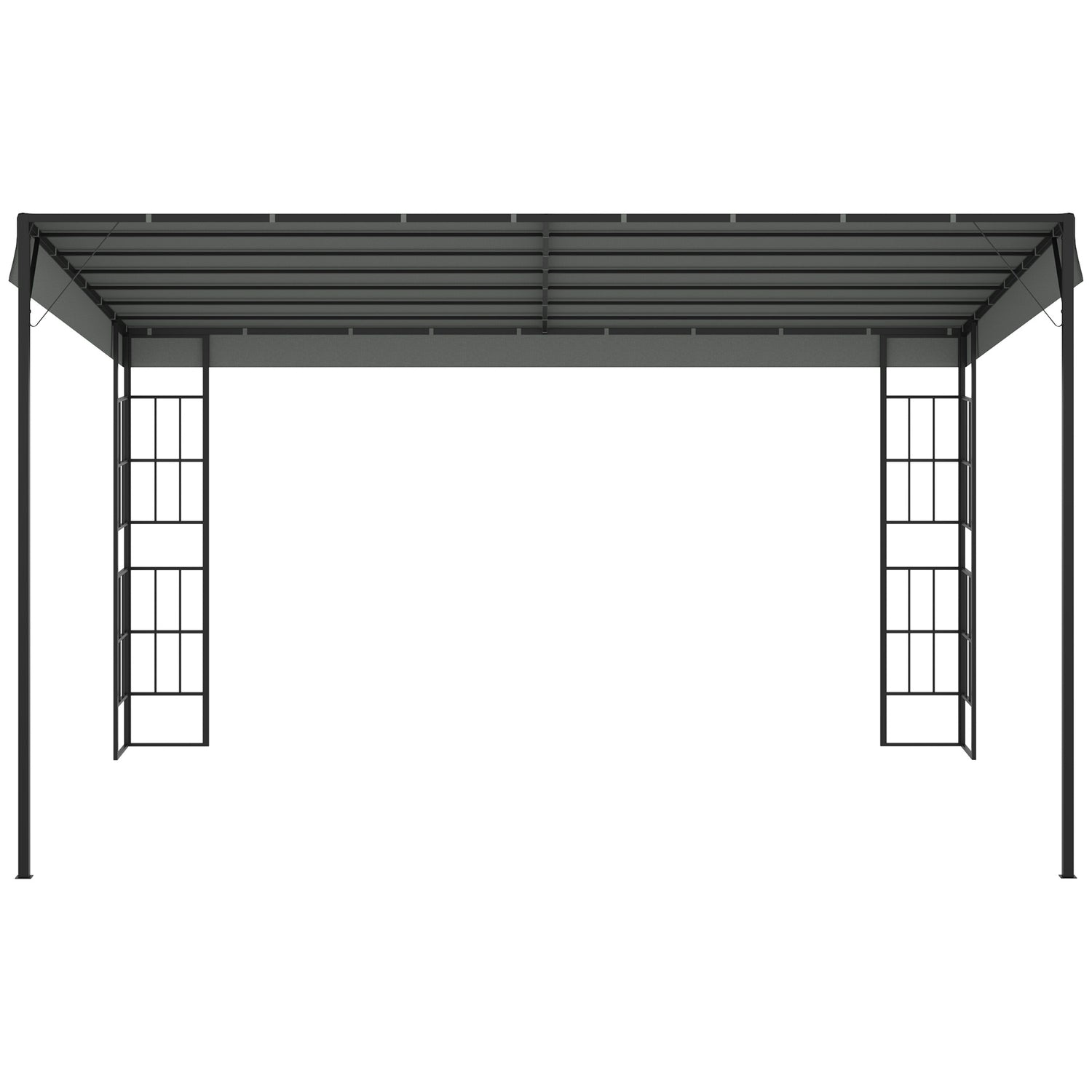 Trädgårdspergola 4x3m metallram, grå polyesterkapell