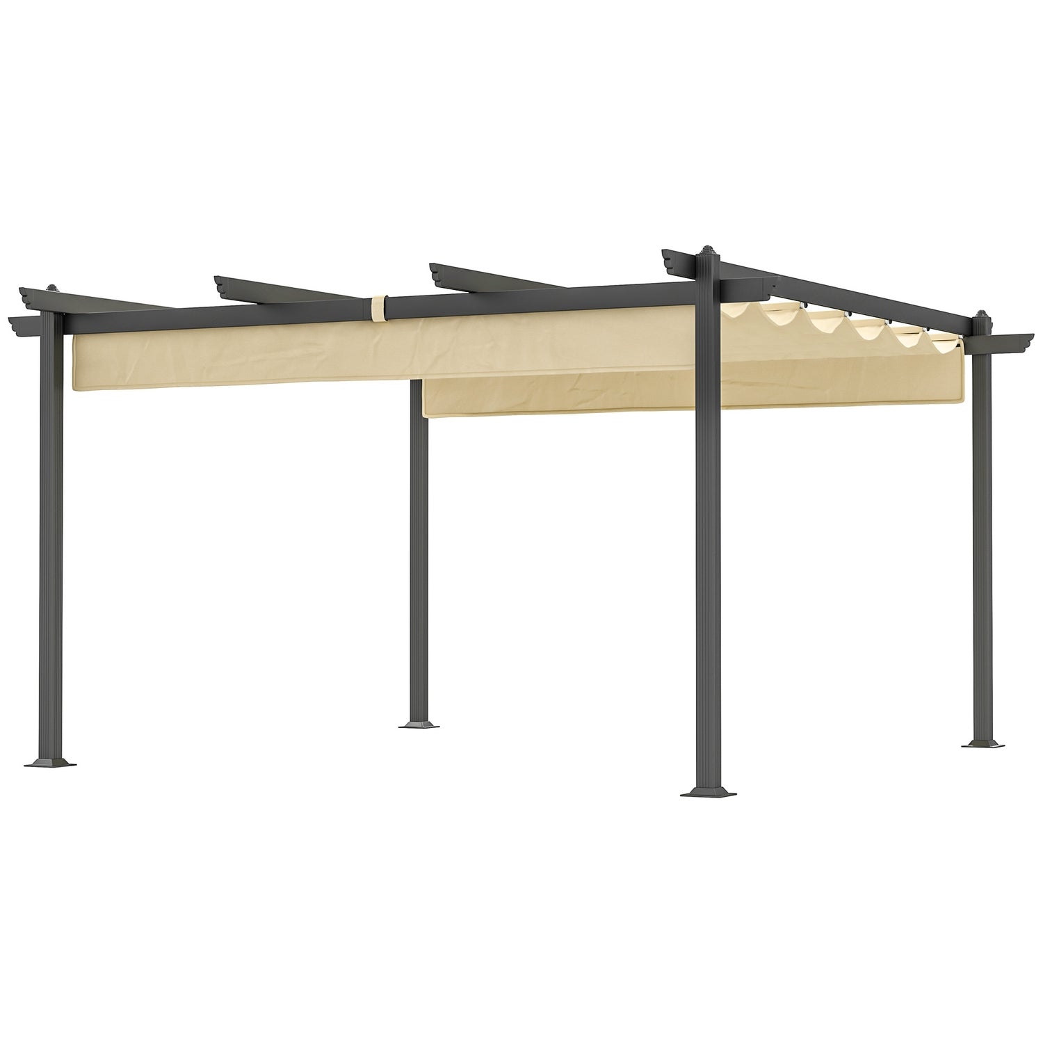 Hliníková zahradní pergola s nastavitelnou střechou, 4x4 m, béžová