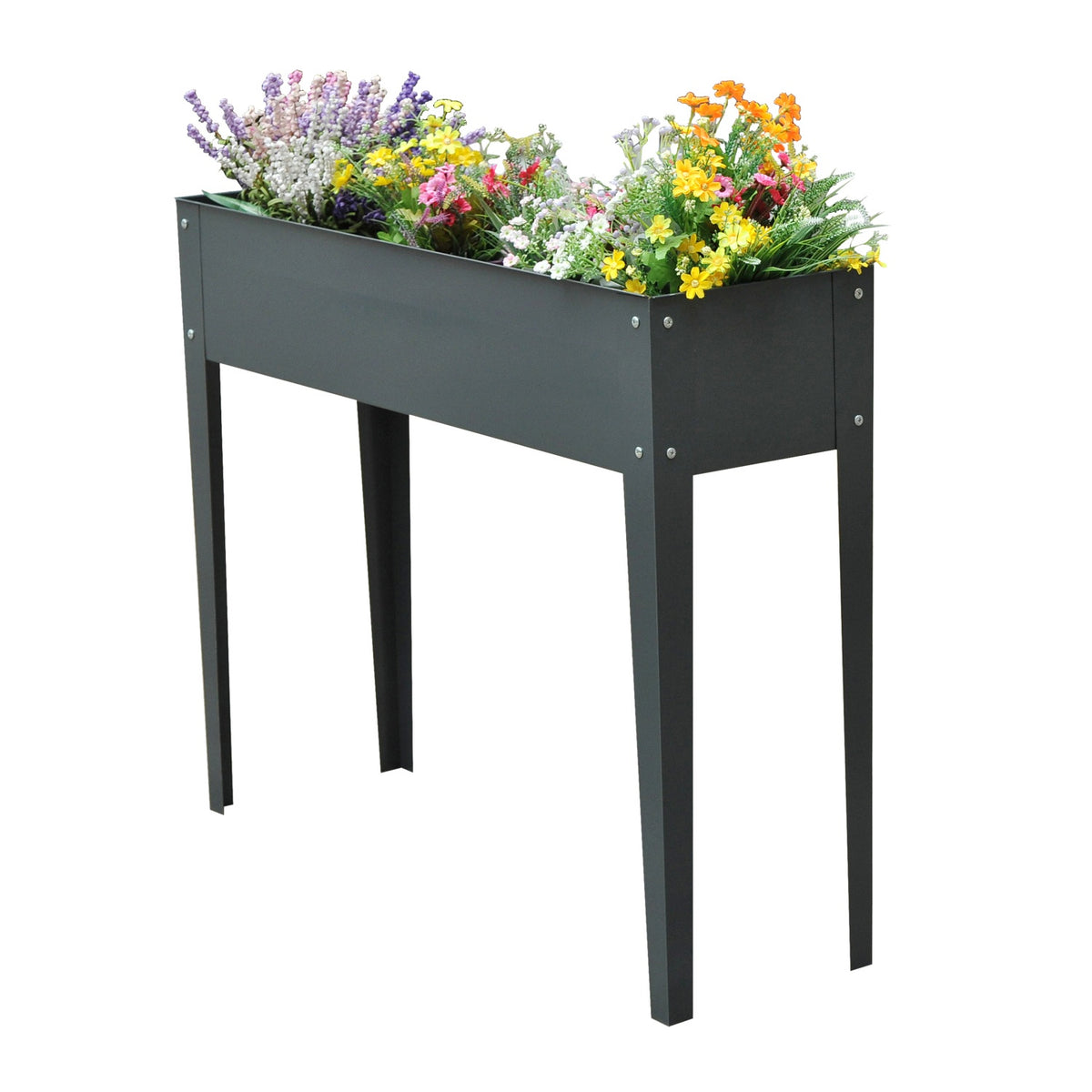 Kovová zahradní postel – 100x30x80 cm, s odvodem vody